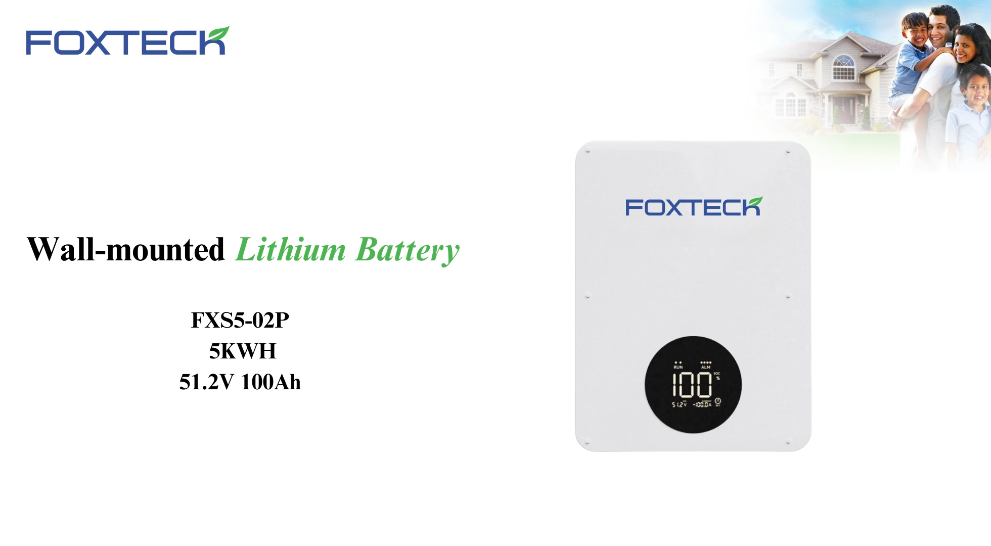 Foxtech 51.2V 100Ah 5KWH Solar Batteries High Quality Lifepo4 lithium Ion Battery For Solar Power Home 1