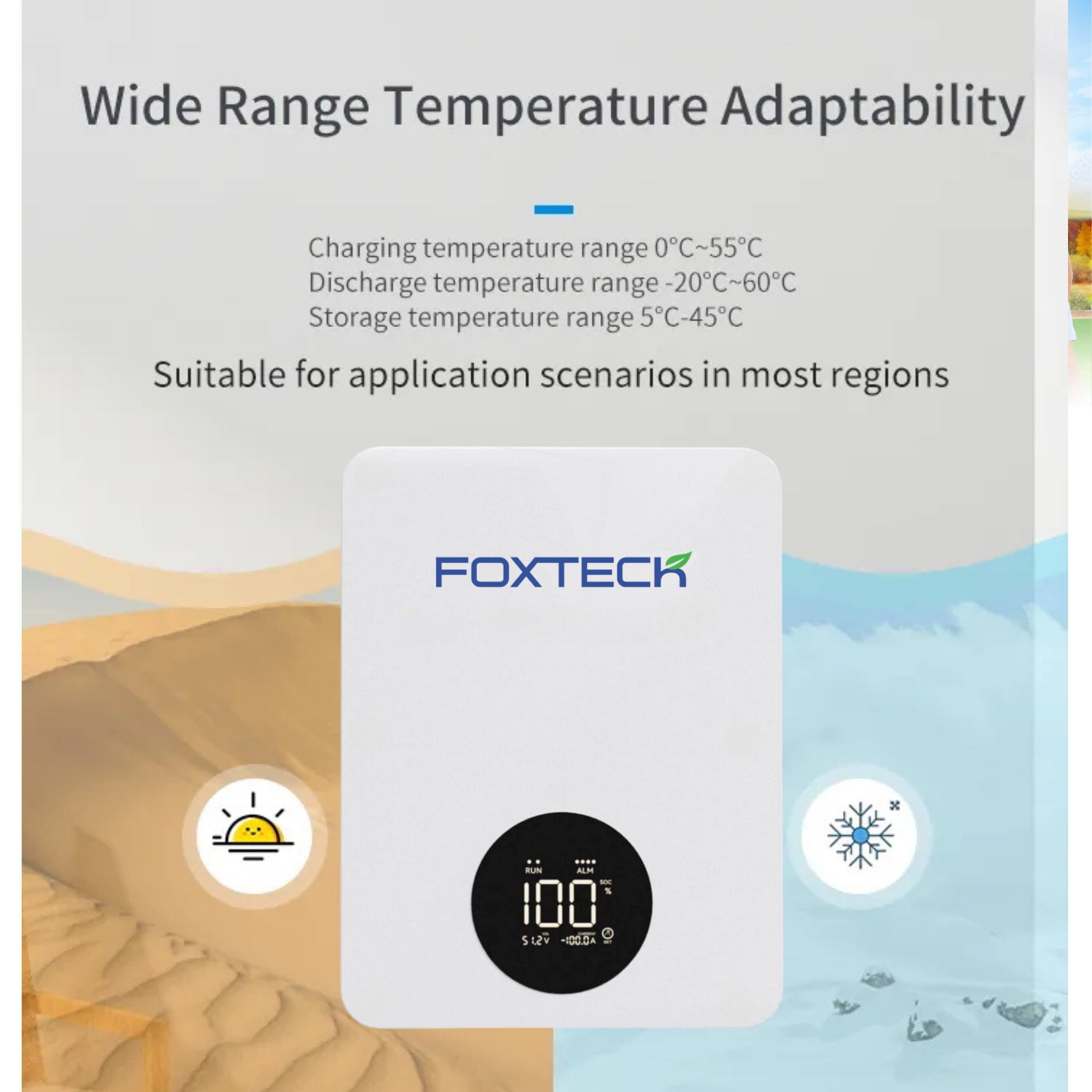 Foxtech Wall Mounted 15KWH 51.2V 300Ah Power Wall Battery 6000+ Cycles Lithium-ion Battery For Household 14