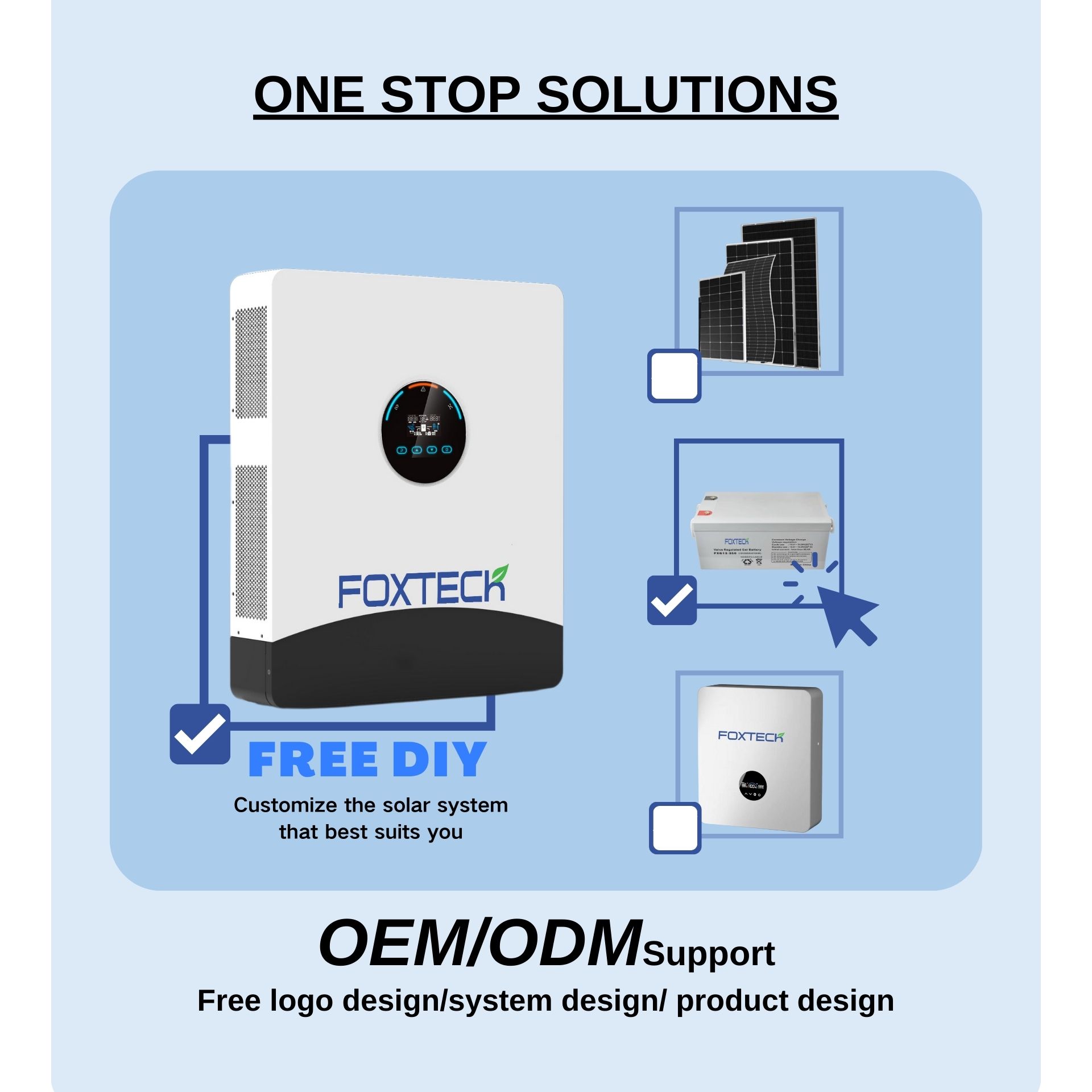 Onduleur solaire hors réseau Foxtech 4/6/12 kW, monophasé/divisé, compatible avec les systèmes monophasés et biphasés américains, MPPT et BMS intégrés, fonctionnement en parallèle. 10
