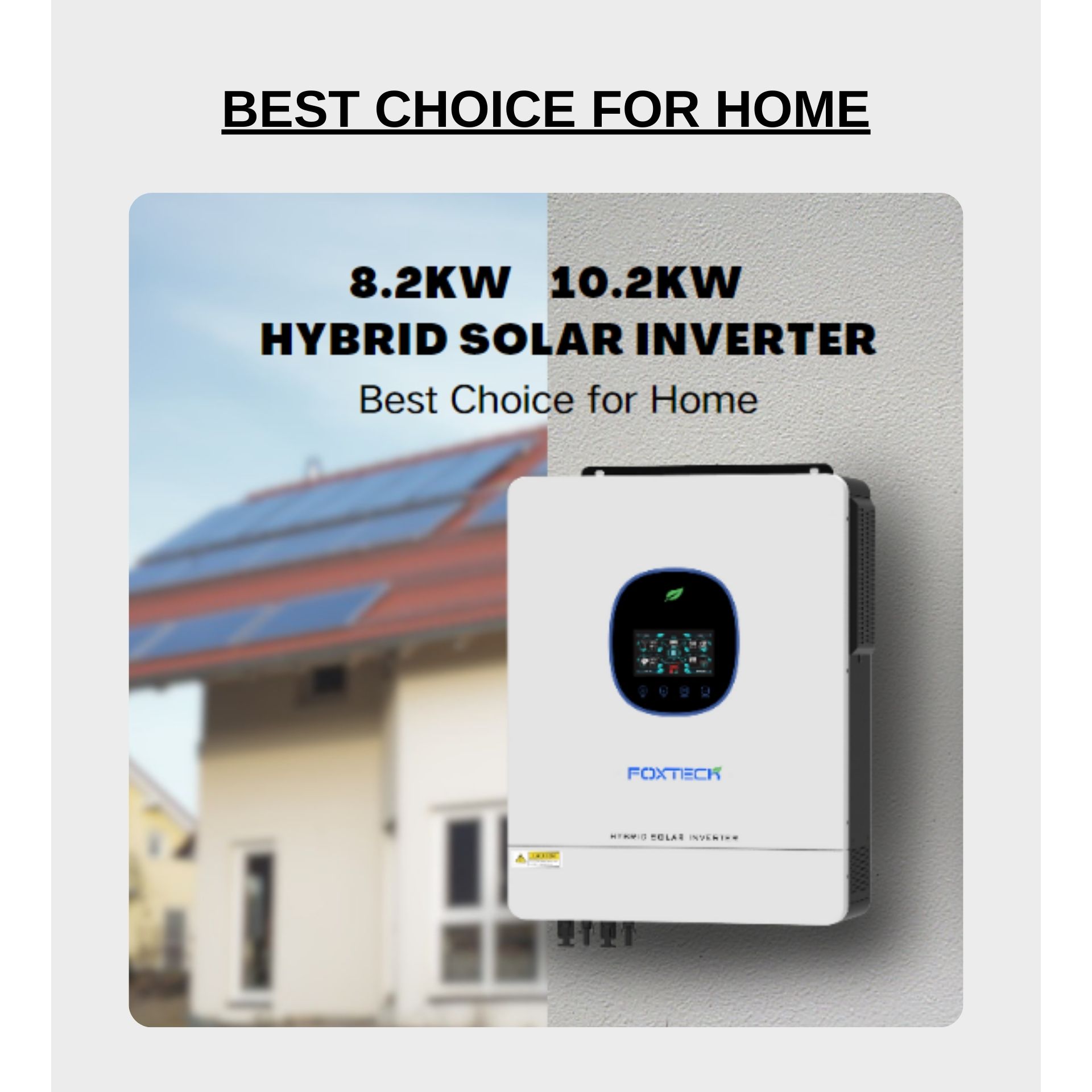 Foxtech 8.2/10.2kw On/Off Grid Hybrid Solar Inverter Pure Sine Wine Single Phase DC to 220/230/240Vac Built-in MPPT 11
