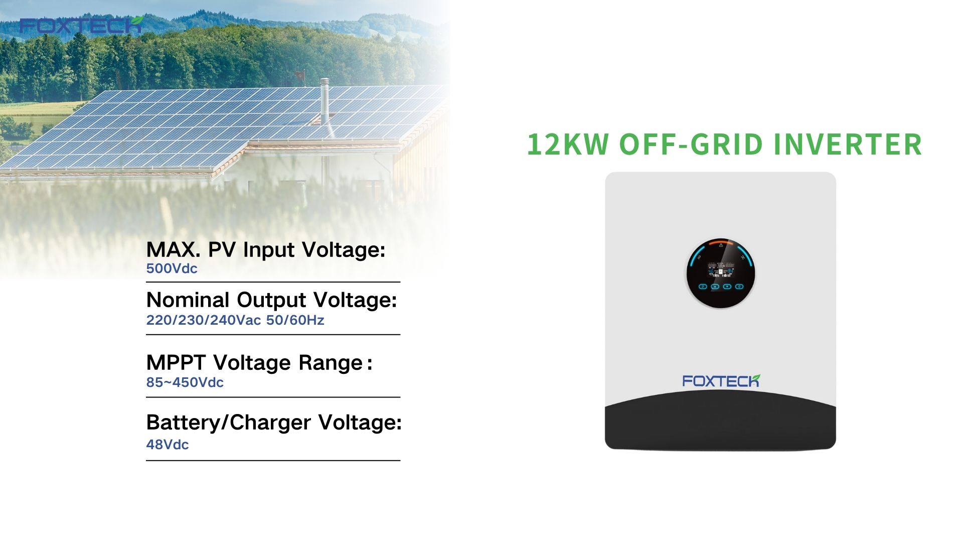Foxtech 10kw Home Solar System Buong Pag-install ng Sistema DIY Solar Energy OFF GRID Inverter 51.2V Lithium Battery 4