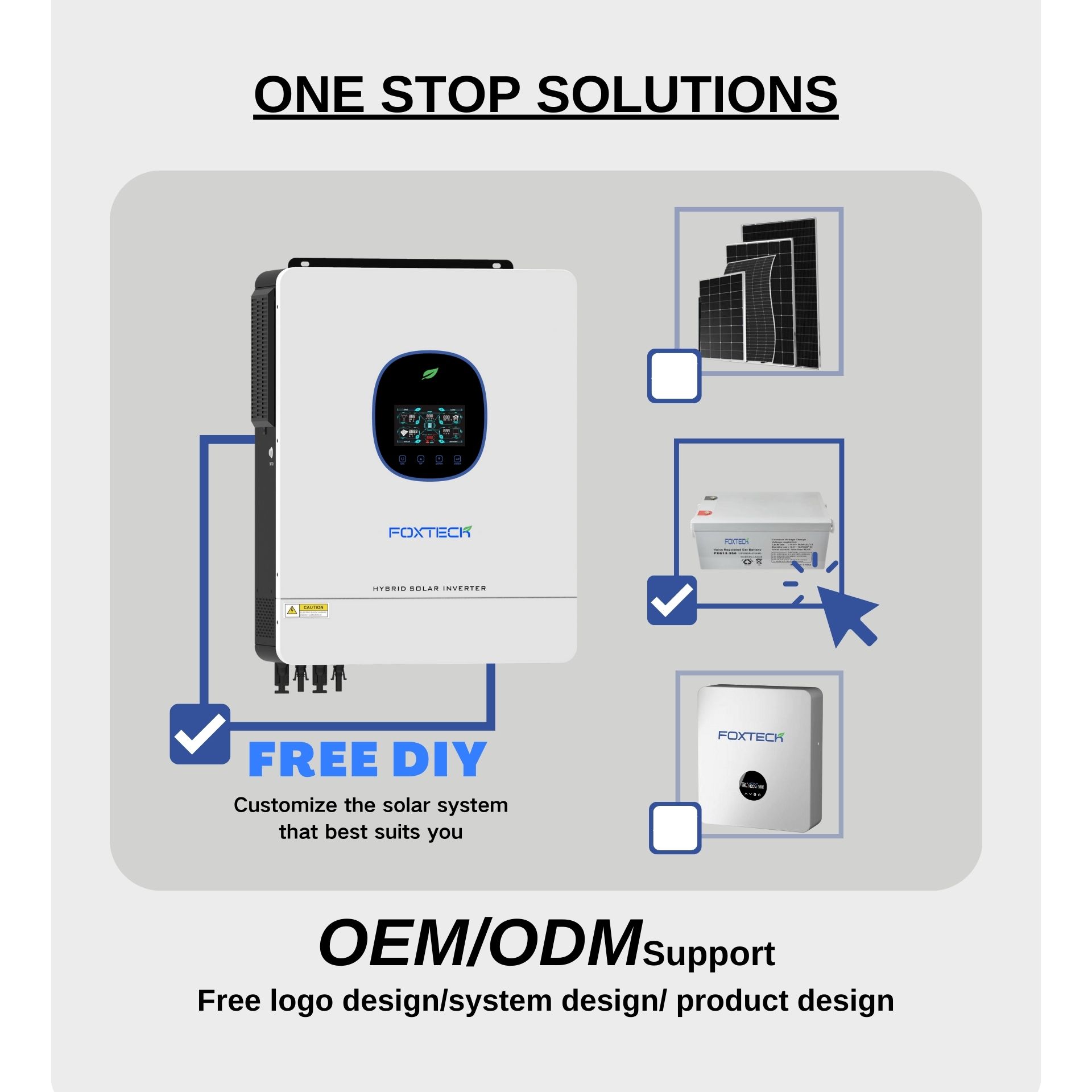Foxtech 8.2/10.2kw On/Off Grid Hybrid Solar Inverter Pure Sine Wine Single Phase DC to 220/230/240Vac Built-in MPPT 10