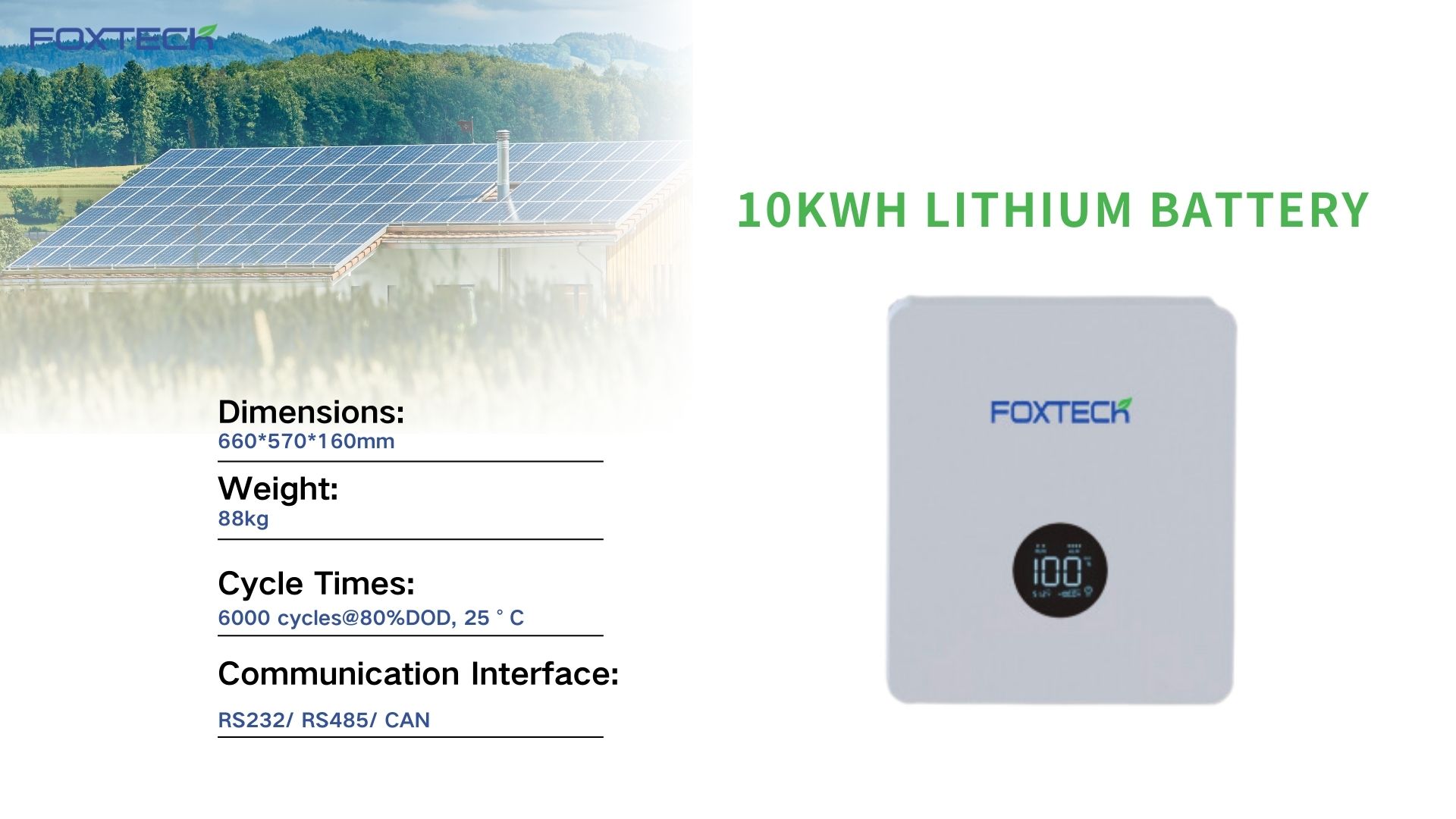 Foxtech 10kw Home Solar System Buong Pag-install ng Sistema DIY Solar Energy OFF GRID Inverter 51.2V Lithium Battery 5