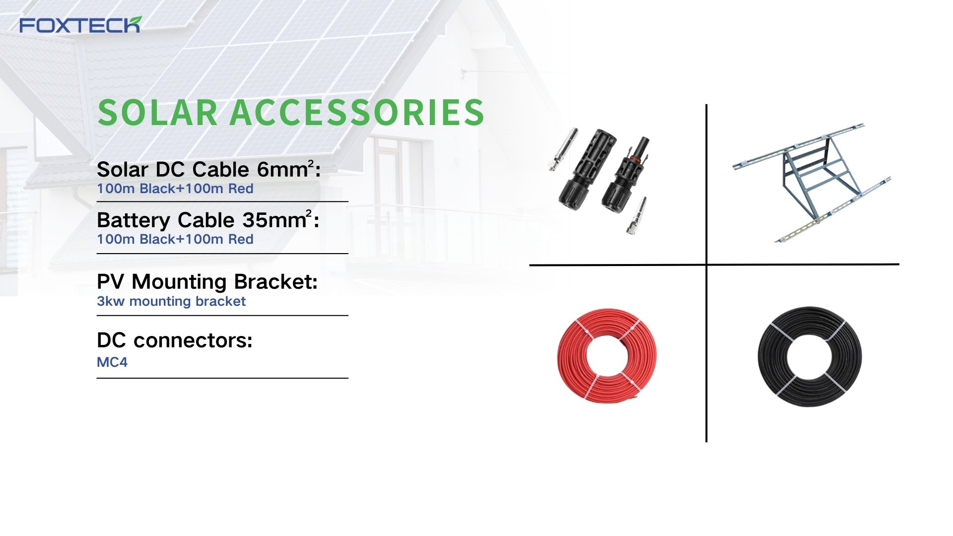 Foxtech 3kw Off Grid Solar System One-Stop Solution Energy Supply PV System para sa Bahay 6