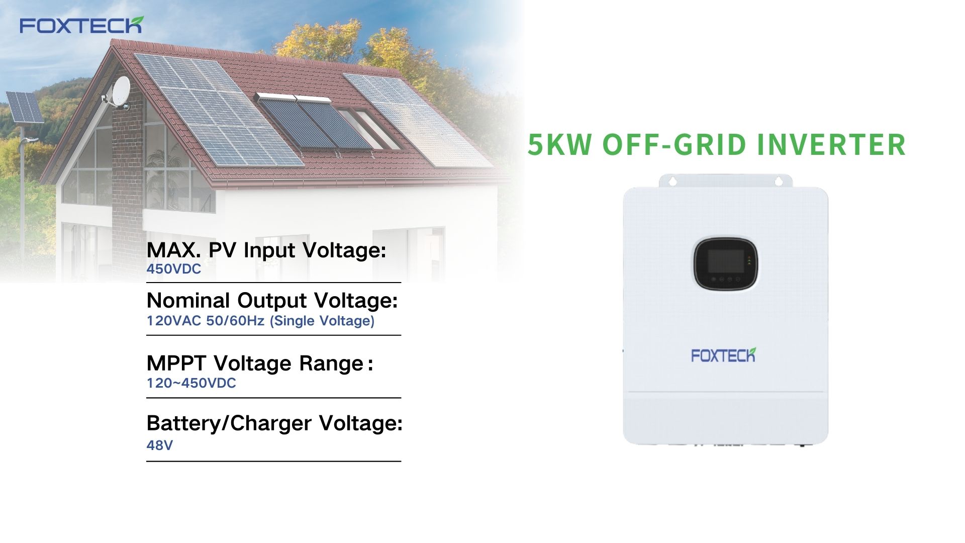 Pabrika ng Produktong Solar ng Foxtech 17.55kw PV Solutions para sa Ecuador Brazil Colombia 120V OFF Grid System 4