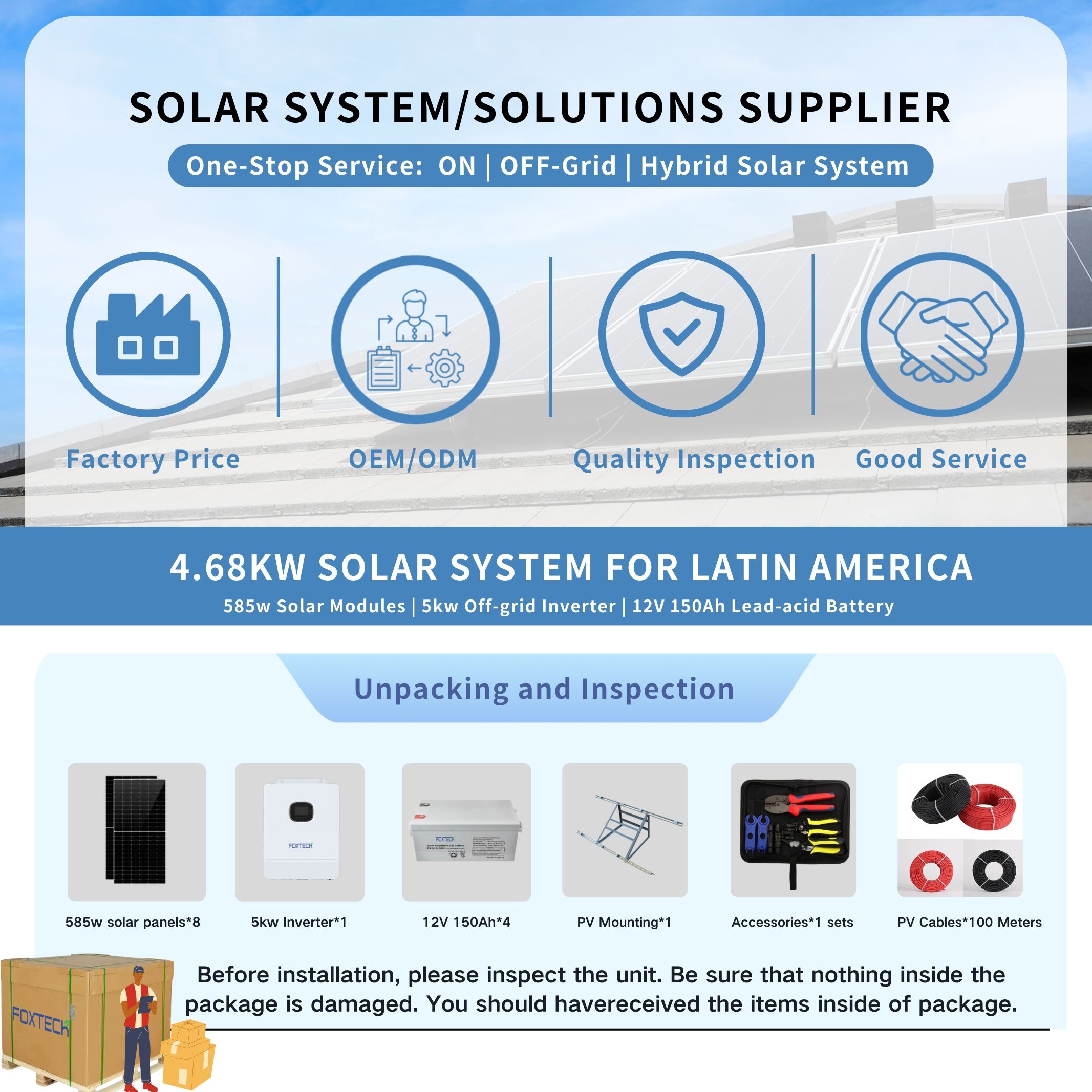 Foxtech All-in-one Solar System Supplier OFF-Grid 5kw Solar Storage System 120V For Latin America 7