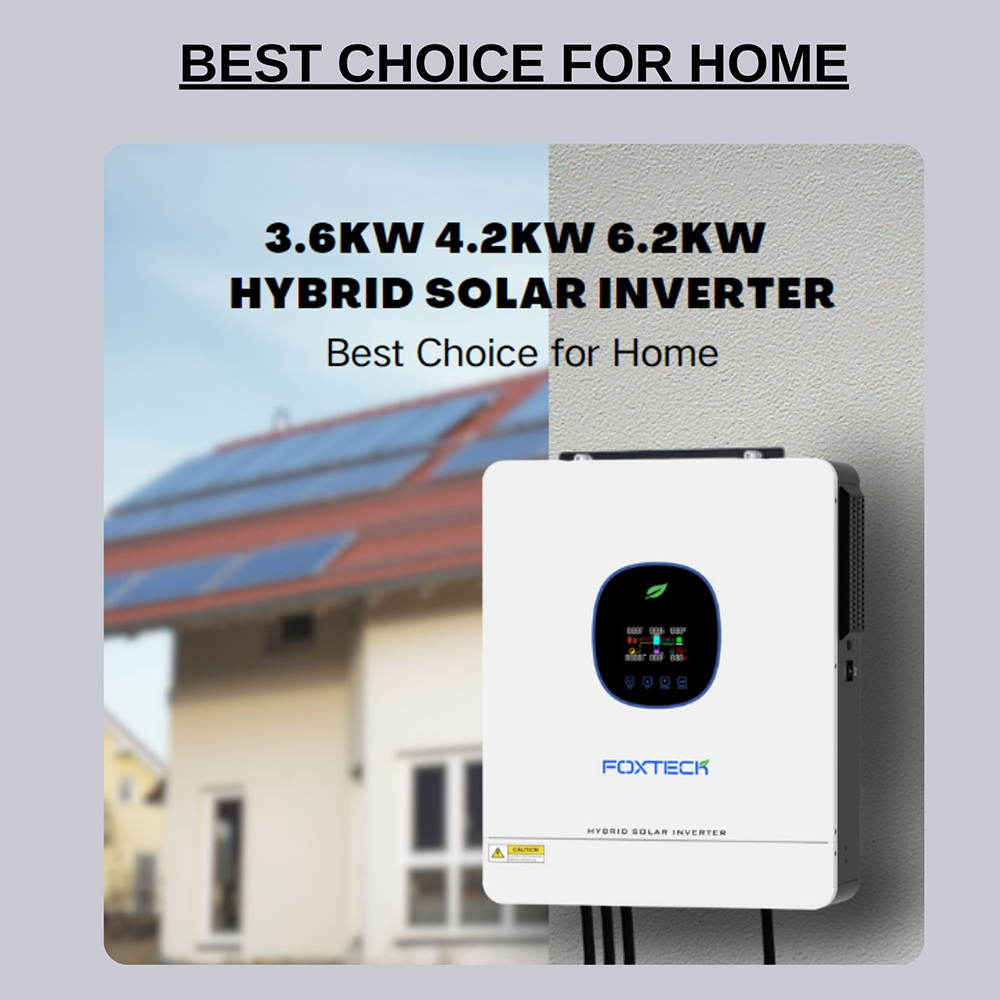 Foxtech 3.6/4.2/6.2kw On/Off Grid Solar Inverter Pure Sine Wine Single Phase DC to 220/230/240Vac Built-in MPPT for Home 11