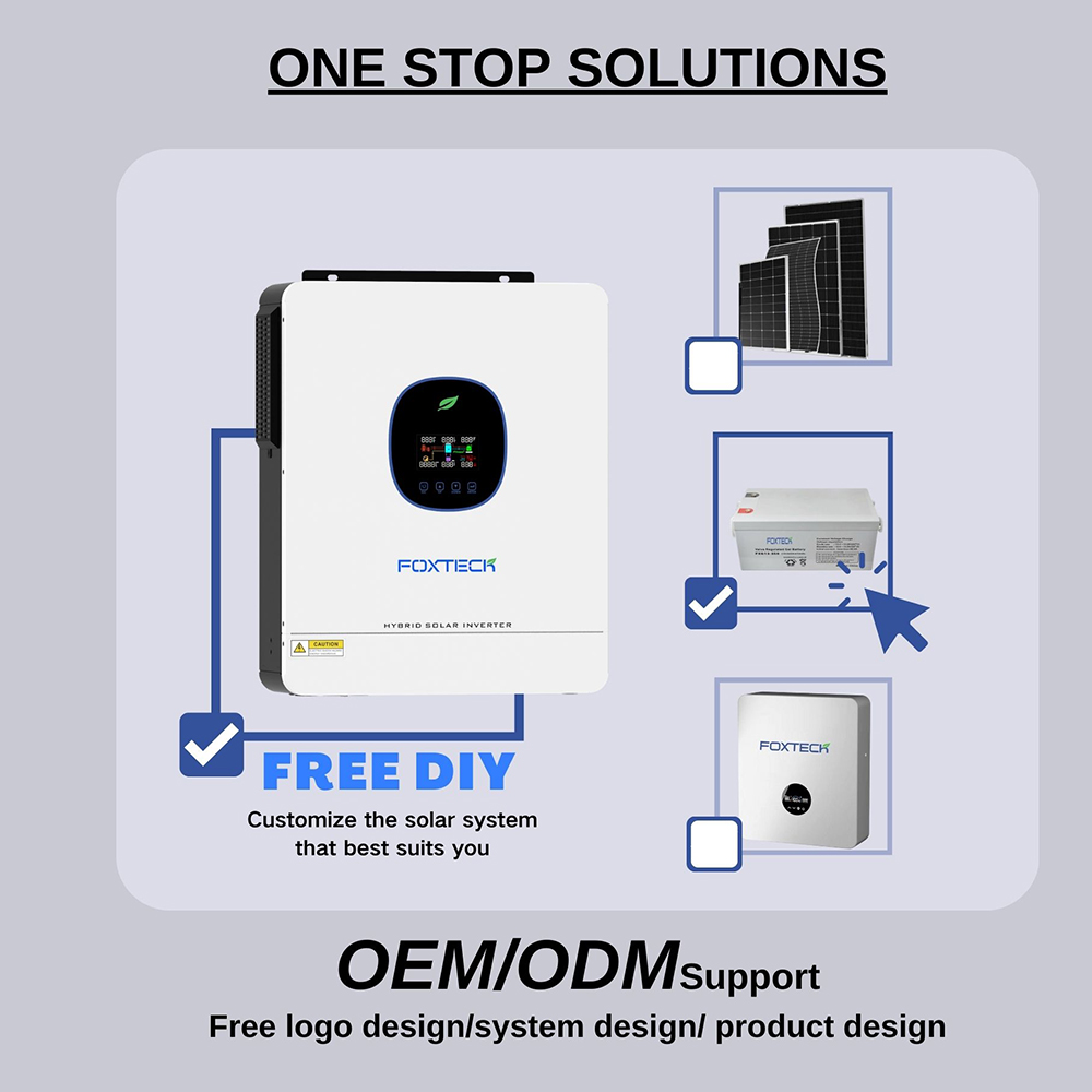 Foxtech 3.6/4.2/6.2kw On/Off Grid Solar Inverter Pure Sine Wine Single Phase DC to 220/230/240Vac Built-in MPPT for Home 10