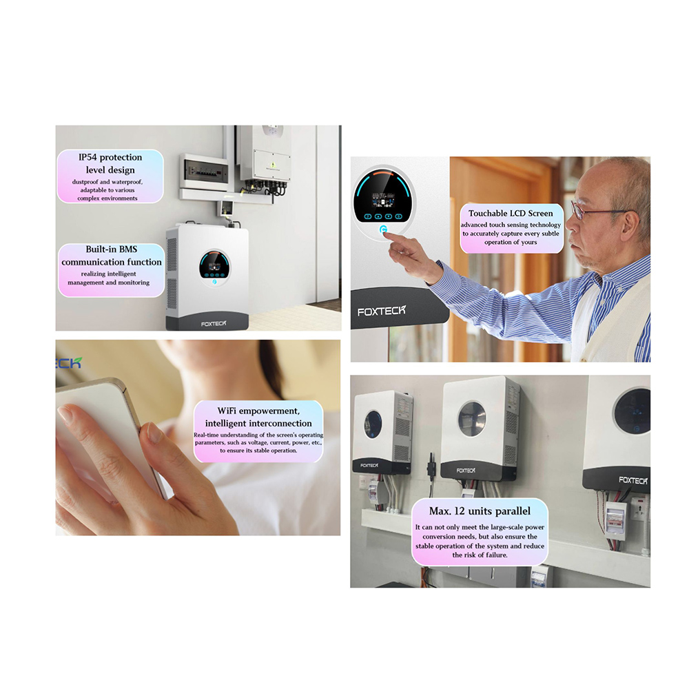 Foxtech Solar Hybrid  4kw 6kw 12kw Off-grid Solar Inverter Built-in MPPT & BMS Single Phase for Home 12