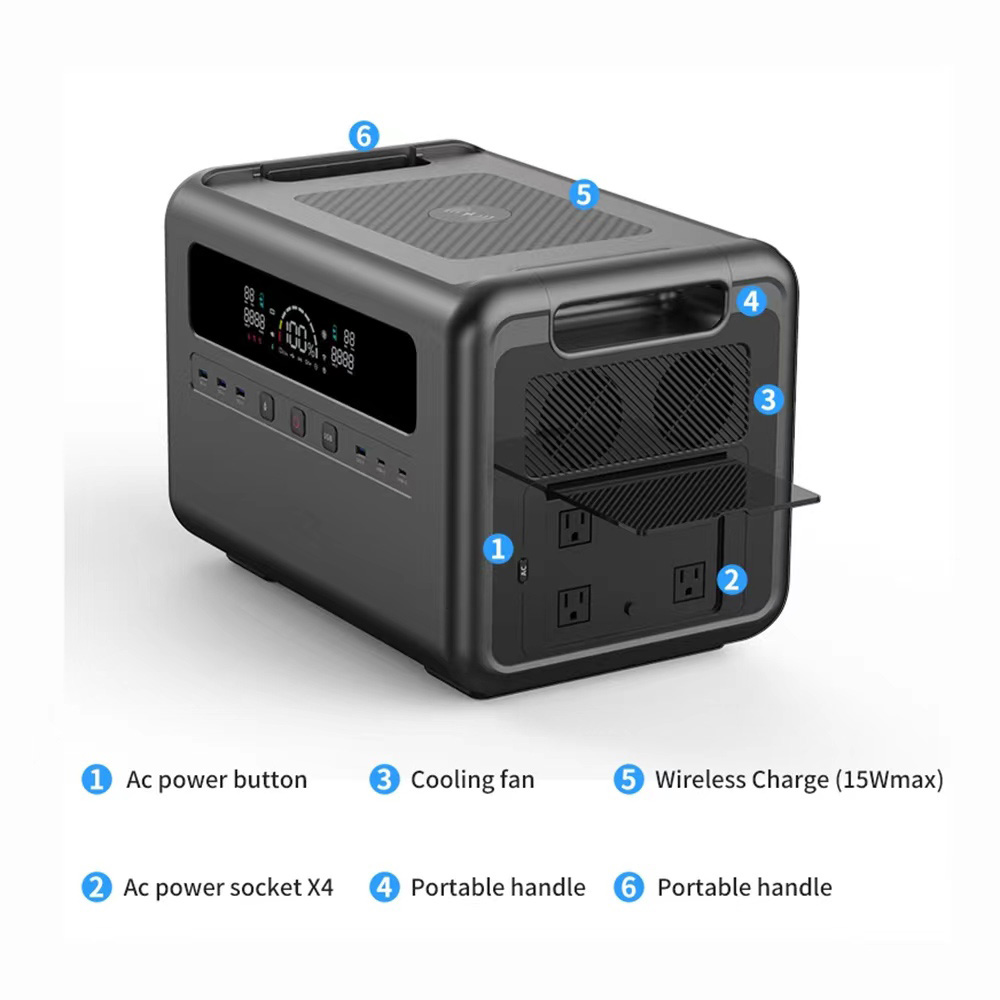 Foxtech Portable battery 2400w Solar Generator System Power Station Outdoor Camping Power Generator 4