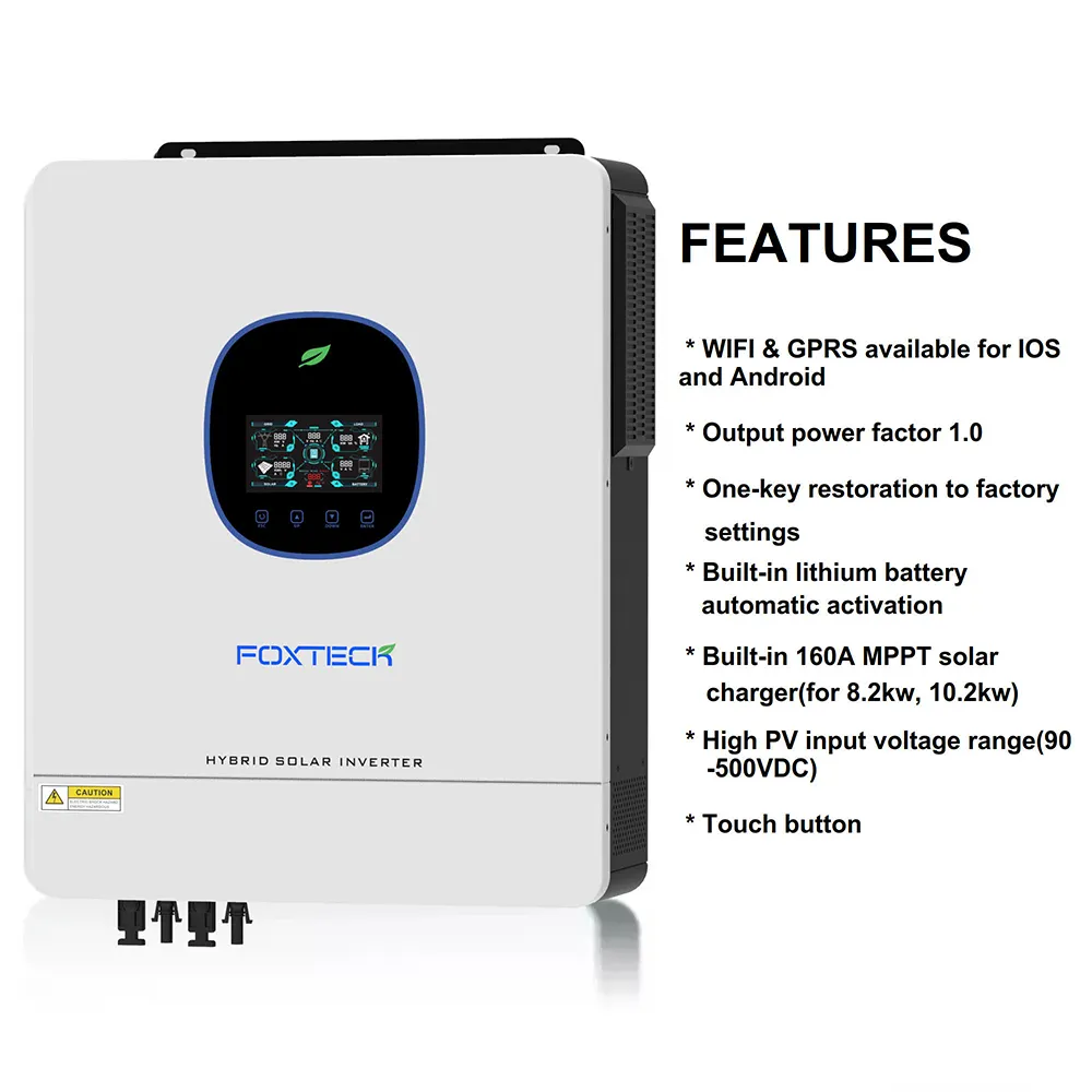 Foxtech Solar DC-AC Inverter w/ 120A MPPT & LCD Display - 8.2KW & 10.2KW 2