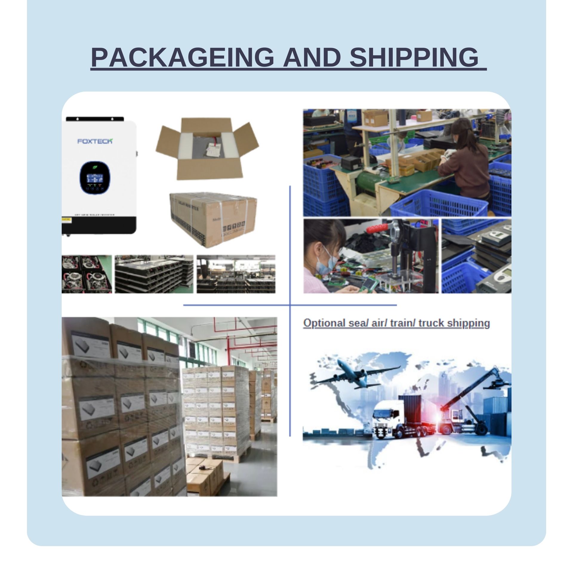 Foxtech1.8/ 3.0/3.8/ 6.2kw Off-grid Solar Inverter Built-in MPPT Single Phase compatible with Lithium/ Lead-acid Battery 11