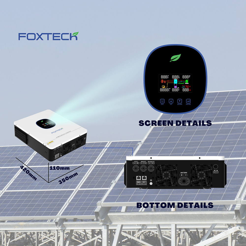 Foxtech Hot-Sell Eco Series Hybrid 3.6/4.2/6.2 kw Solar Inverter Power Converter DC-AC Inverter for Home System 12