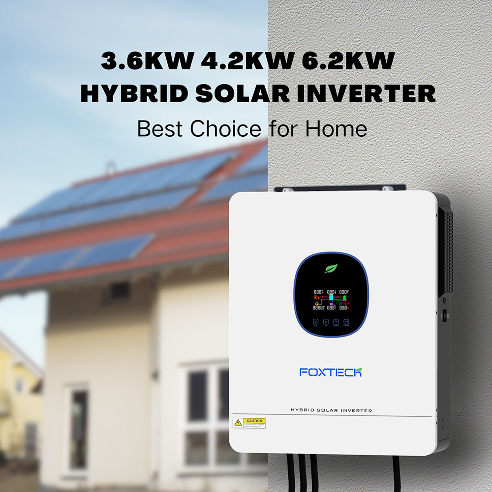 Foxtech Hot-Sell Eco Series Hybrid 3.6/4.2/6.2 kw Solar Inverter Power Converter DC-AC Inverter for Home System 10