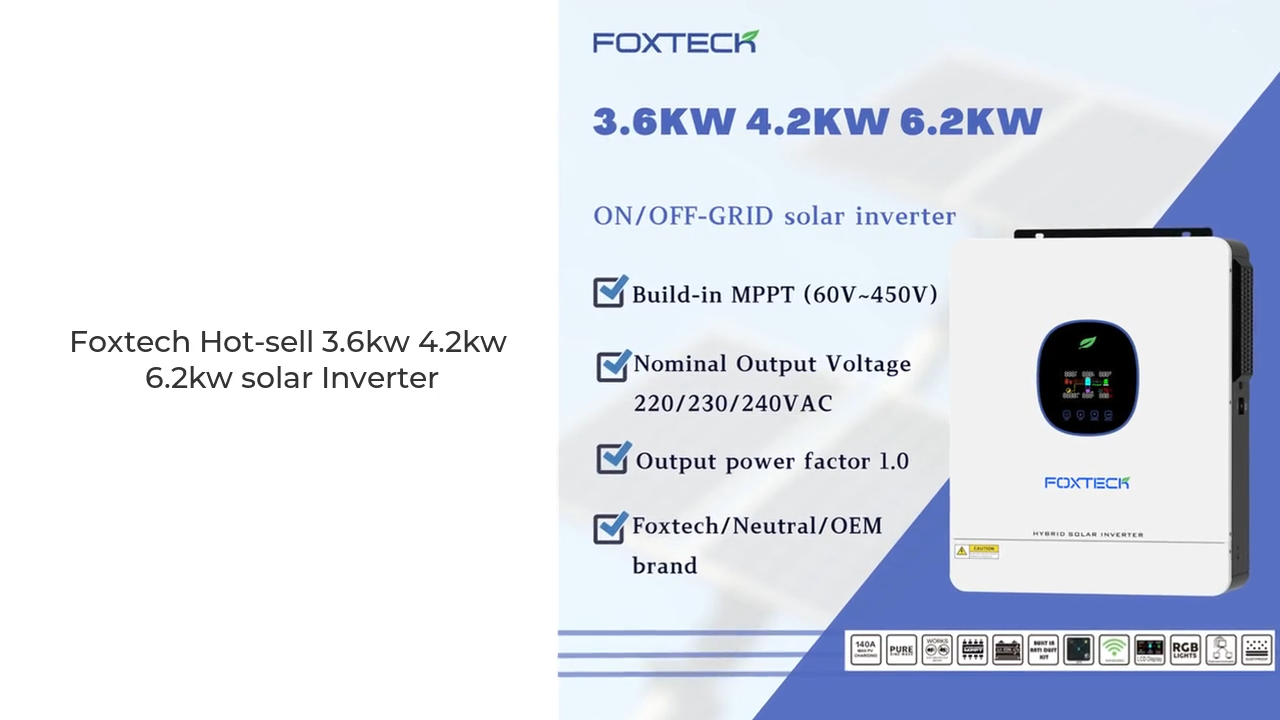 Foxtech Hot-Sell Eco Series Hybrid 3.6/4.2/6.2 kw Solar Inverter Power Converter DC-AC Inverter for Home System 1