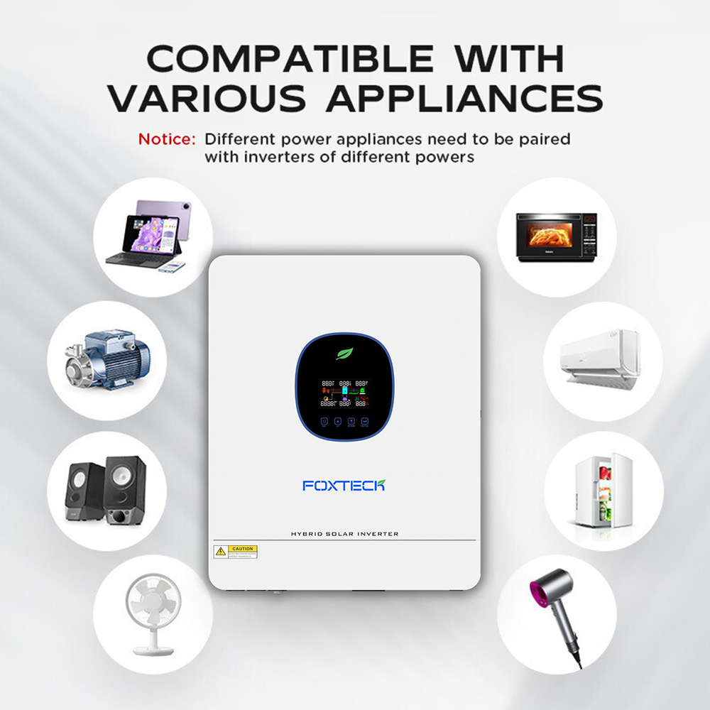 Foxtech Hot-Sell Eco Series Hybrid 3.6/4.2/6.2 kw Solar Inverter Power Converter DC-AC Inverter for Home System 13