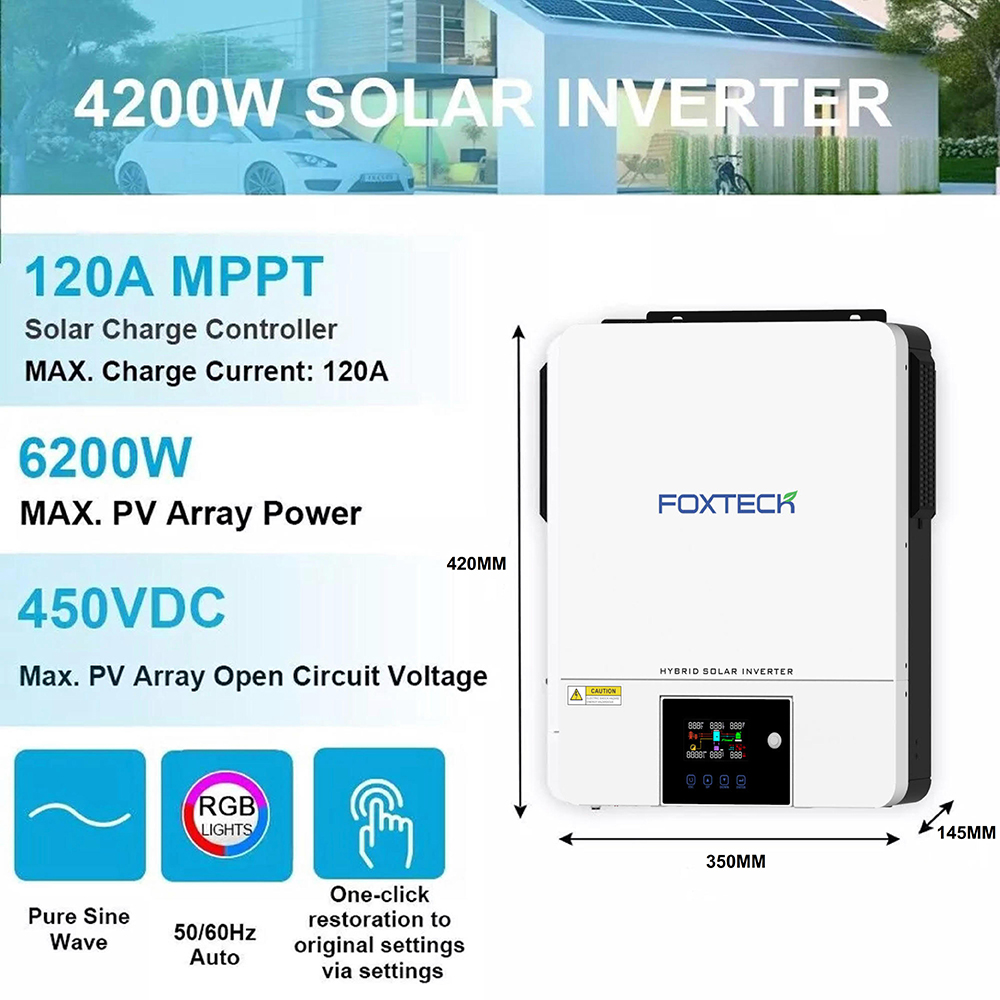 Foxtech Solar Latin America Wholesale Price Pure Sine Wave Solar Inverter 4Kw 6Kw 48V 120/240V Off Grid Solar Inverter 8