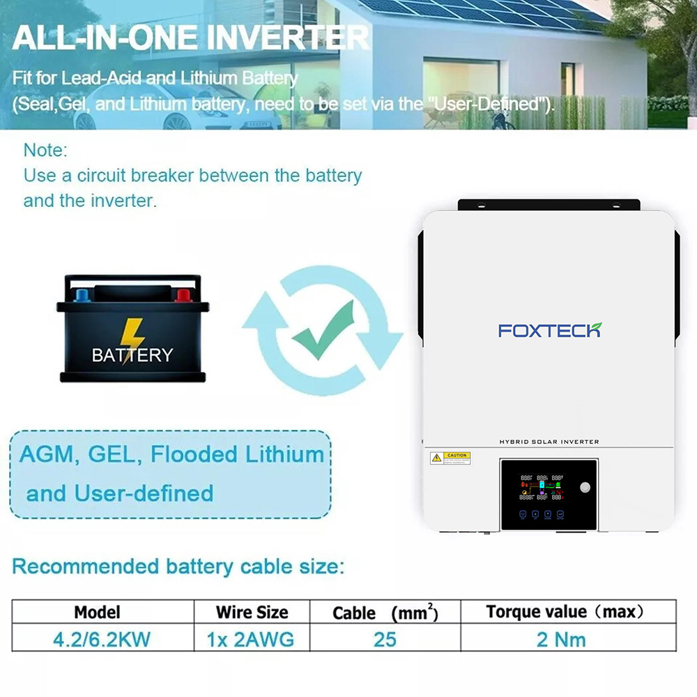 Foxtech Solar Latin America Wholesale Price Pure Sine Wave Solar Inverter 4Kw 6Kw 48V 120/240V Off Grid Solar Inverter 9