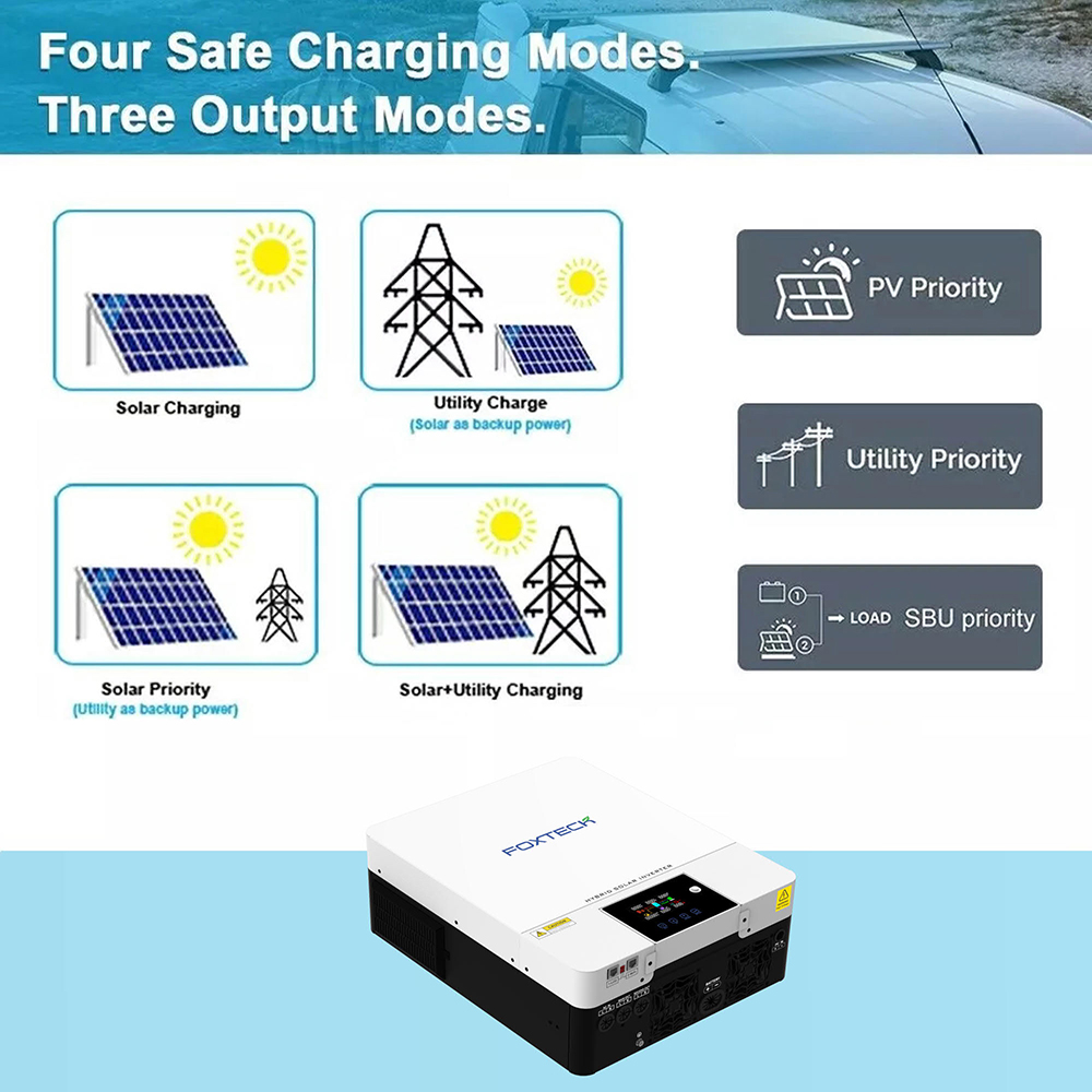Foxtech Solar Latin America Wholesale Price Pure Sine Wave Solar Inverter 4Kw 6Kw 48V 120/240V Off Grid Solar Inverter 10