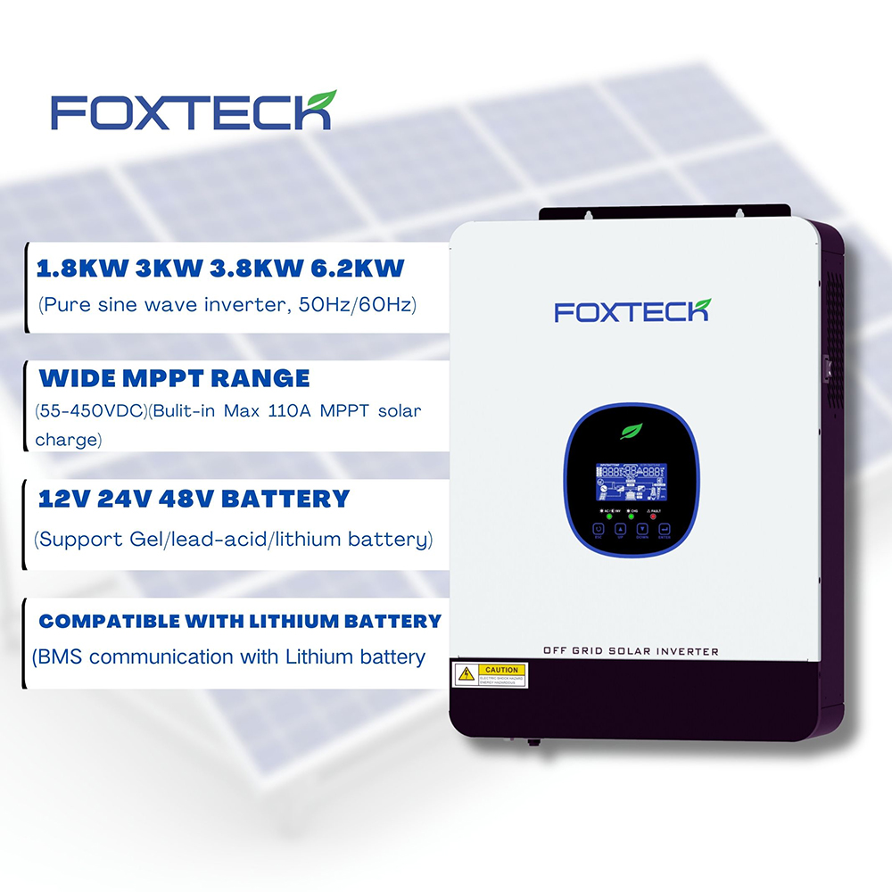 Foxtech Solar Hybrid FX Series Off-grid 1.8/3.0/3.8/6.2 kw Solar Off -Grid Inverter Power Converter DC-AC Inverter 6