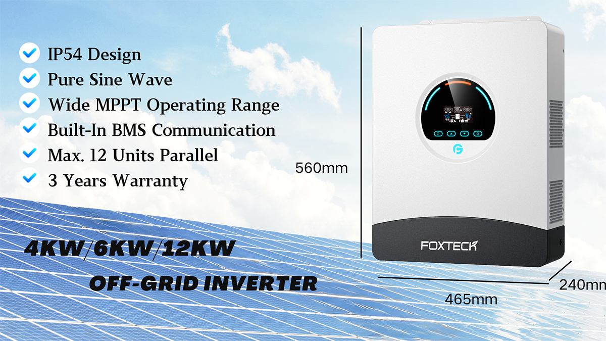 Système d'alimentation solaire hybride hors réseau Foxtech IP54 4 kW 6 kW 12 kW avec onduleur et générateur solaire et contrôleur MPPT. 8