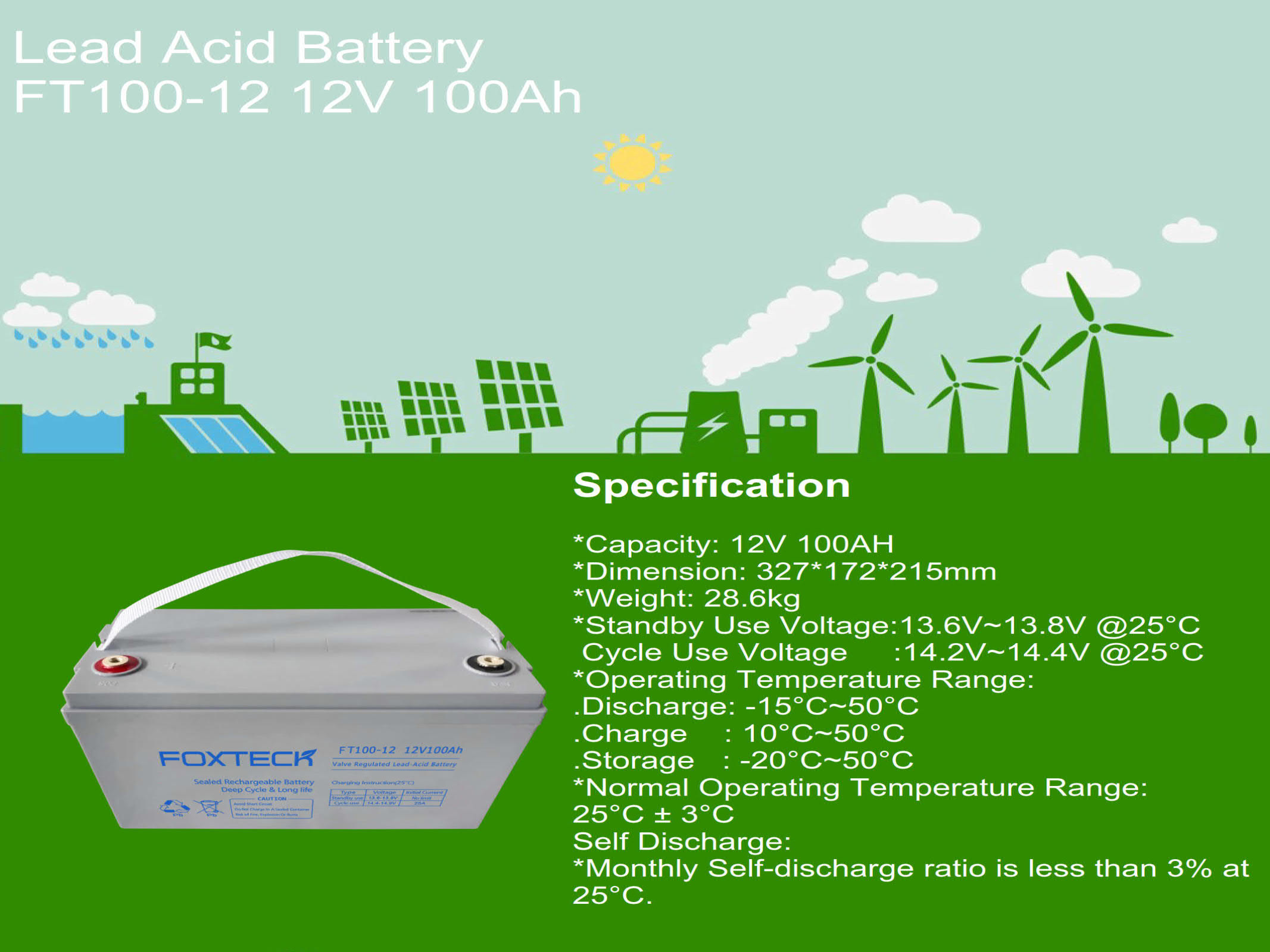Foxtech Solar VRLA 12V 100Ah 200Ah 250Ah Lead Acid Battery AGM Gel Batteries For Home Energy Storage System For Telecom 4