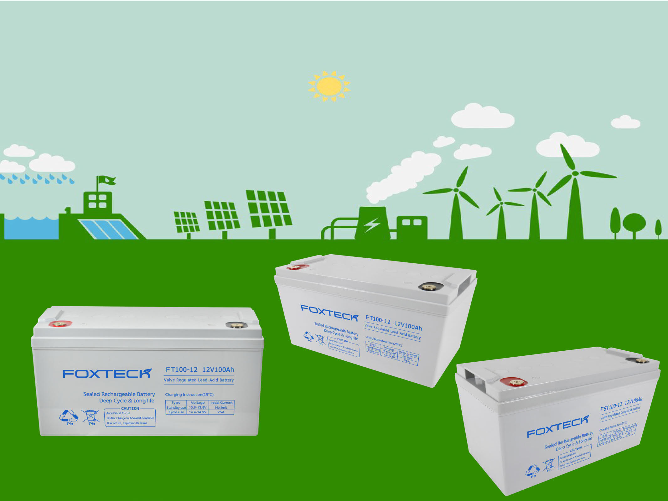 Foxtech Solar VRLA 12V 100Ah 200Ah 250Ah Lead Acid Battery AGM Gel Batteries For Home Energy Storage System For Telecom 6