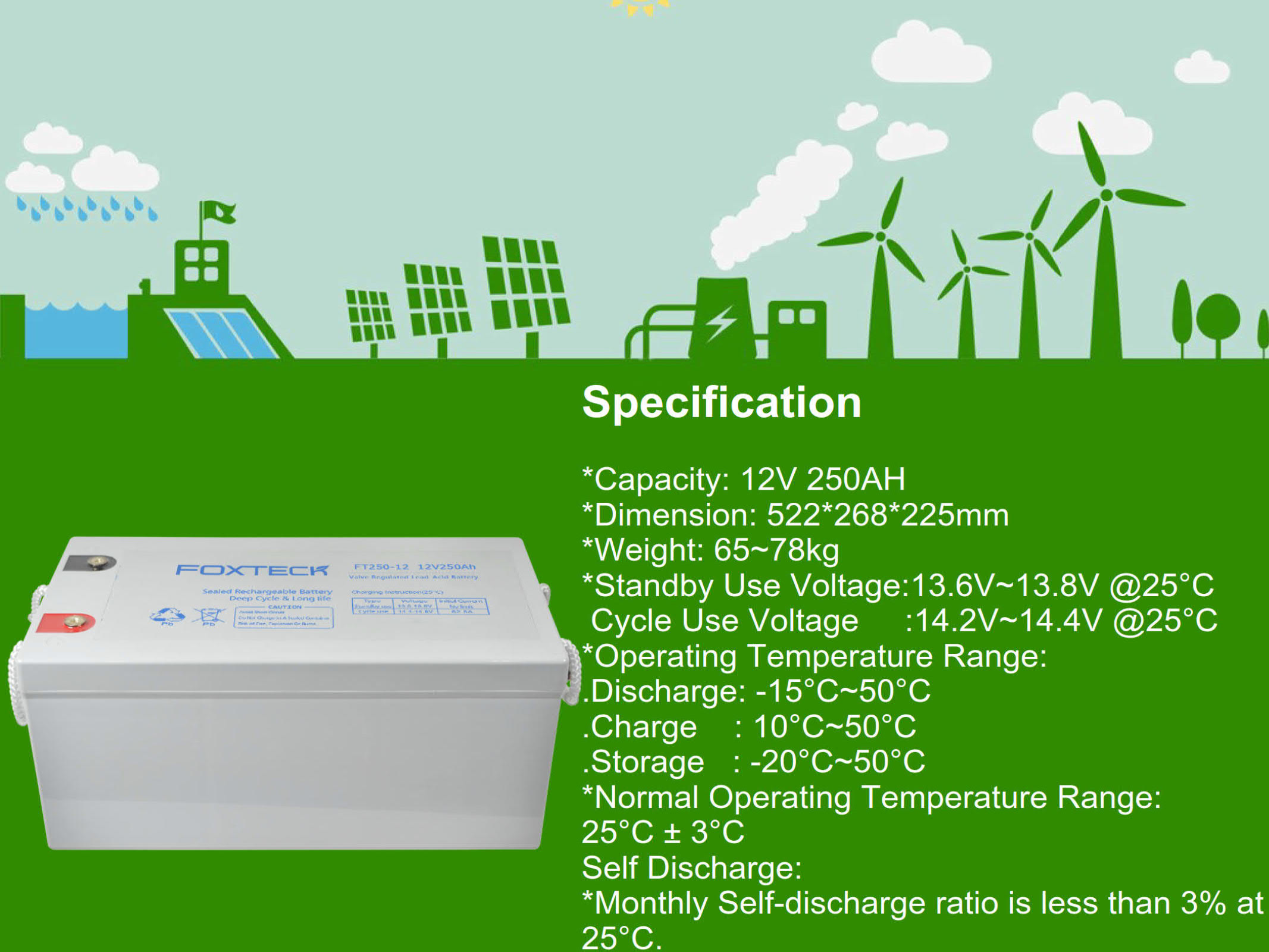 Foxtech Solar China Lead Acid Battery Manufacturing 12V 100Ah 150Ah 200Ah 250Ah Gel Batteries For Energy Storage For Tel 6