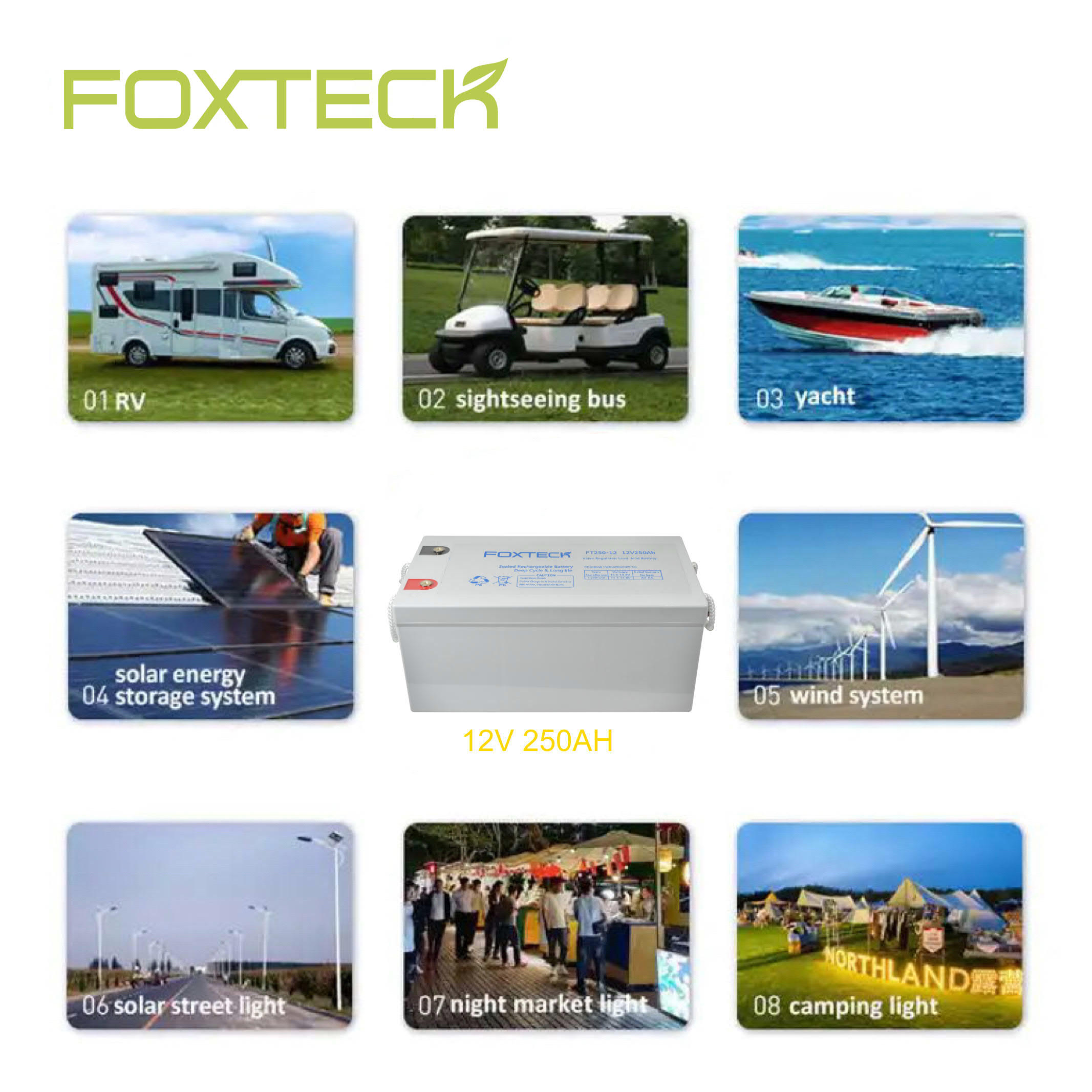 Foxtech Solar China Lead Acid Battery Manufacturing 12V 100Ah 150Ah 200Ah 250Ah Gel Batteries For Energy Storage For Tel 7