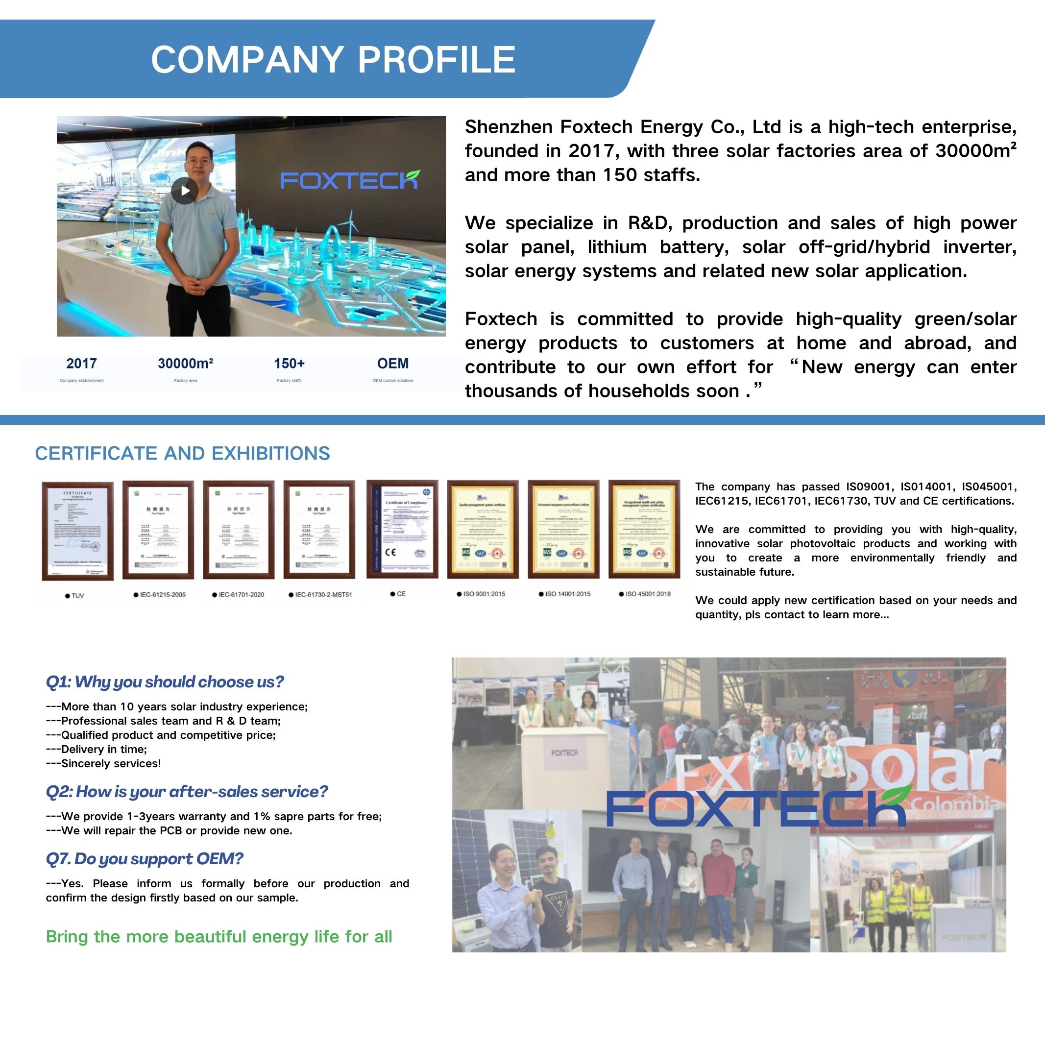 Inversor de armazenamento solar híbrido Foxtech de 10 kW para sistema de energia residencial 7