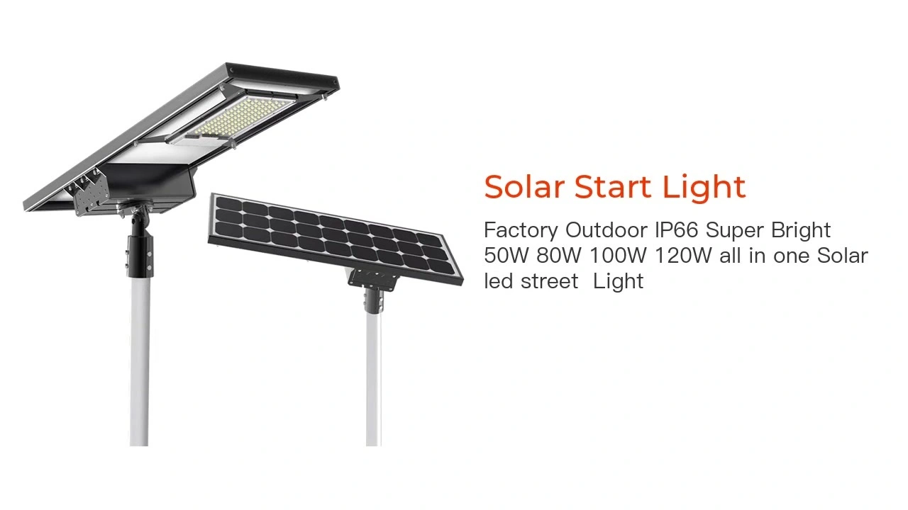 Factory Outdoor IP66 Supper Bright 50W 60W 80E 100W 120W All in One  Solar Led Street  Light 1