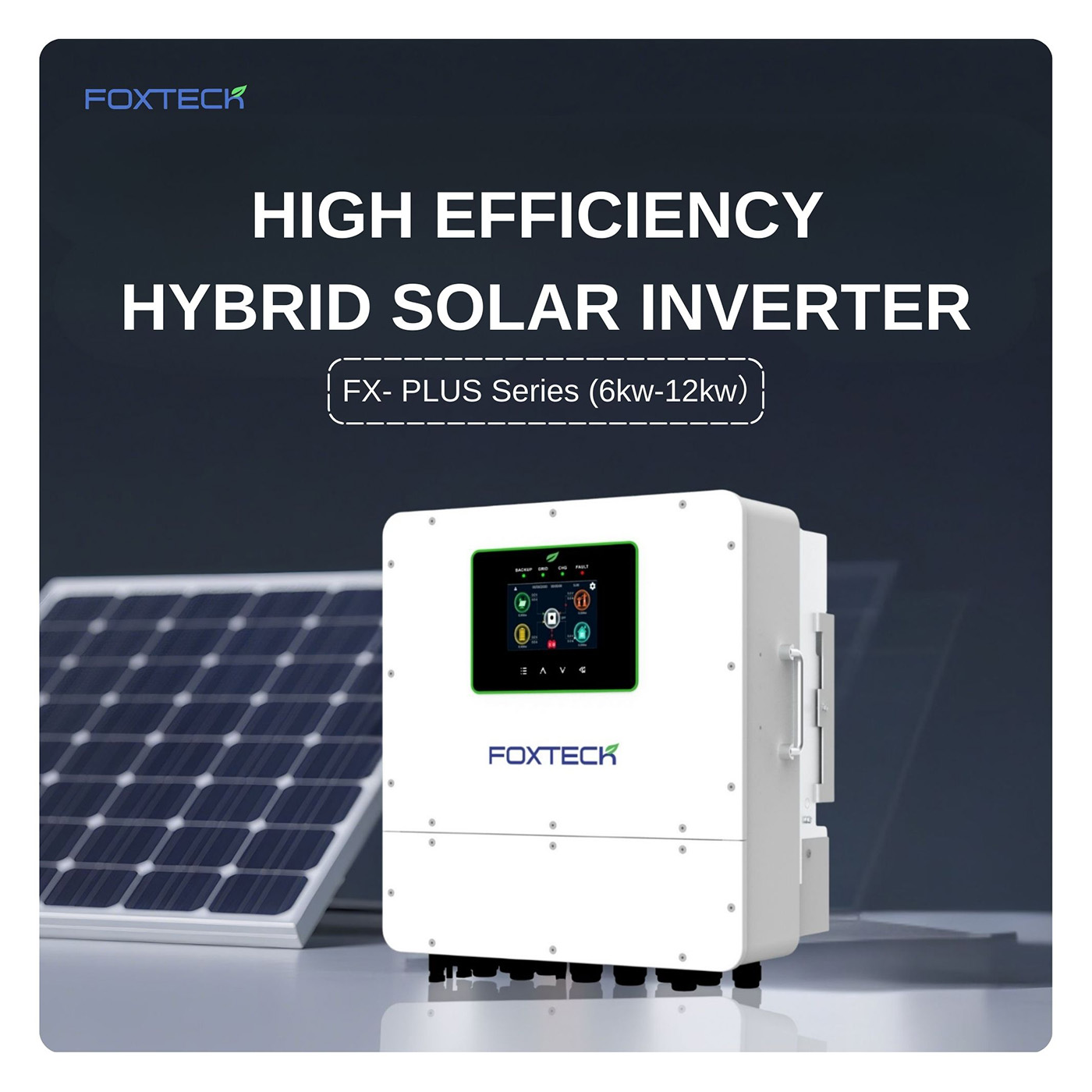 Foxtech Hybrid Solar Inverter 6/8/10/12kw Single Phase Built-in MPPT Support Parallel 9 Units for PV System 5