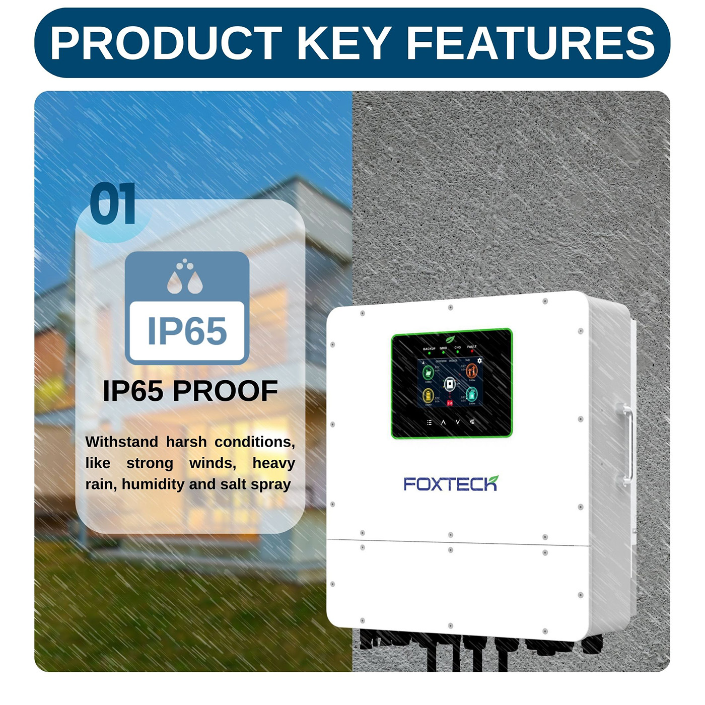 Foxtech Hybrid Solar Inverter 6/8/10/12kw Single Phase Built-in MPPT Support Parallel 9 Units for PV System 8