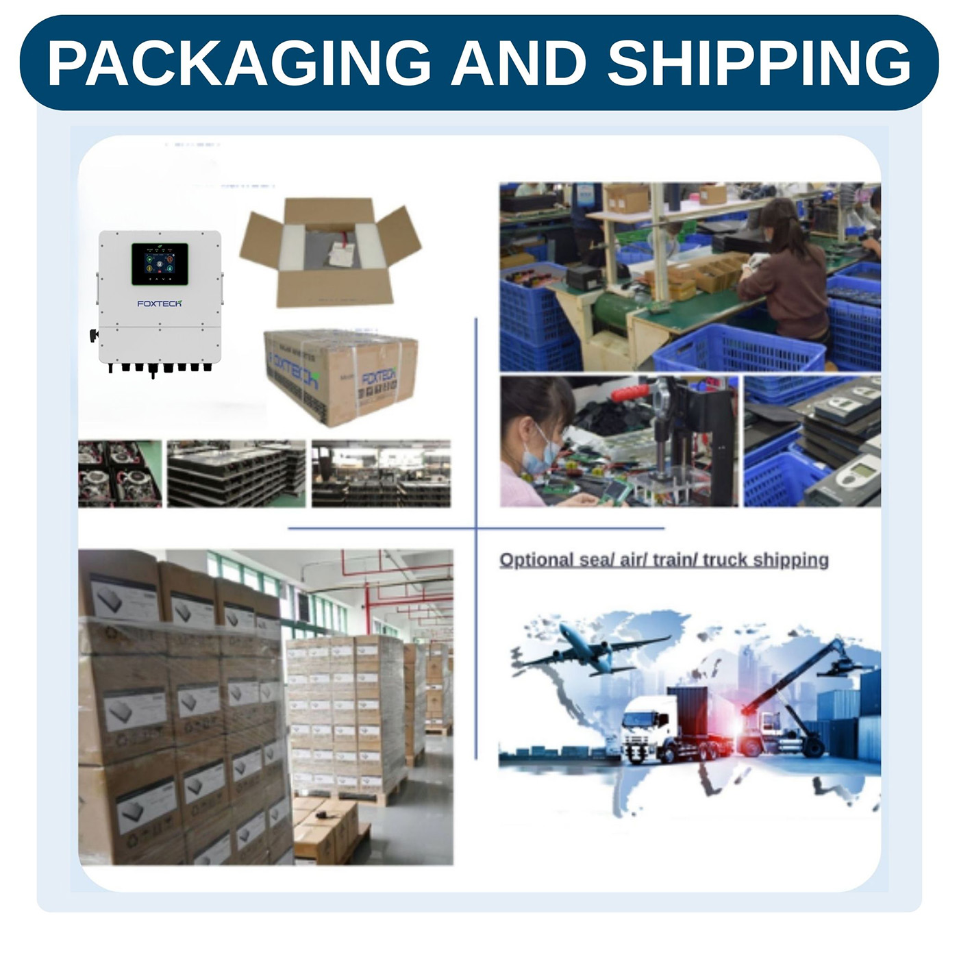 Foxtech Hybrid Solar Inverter 6/8/10/12kw Single Phase Built-in MPPT Support Parallel 9 Units for PV System 12