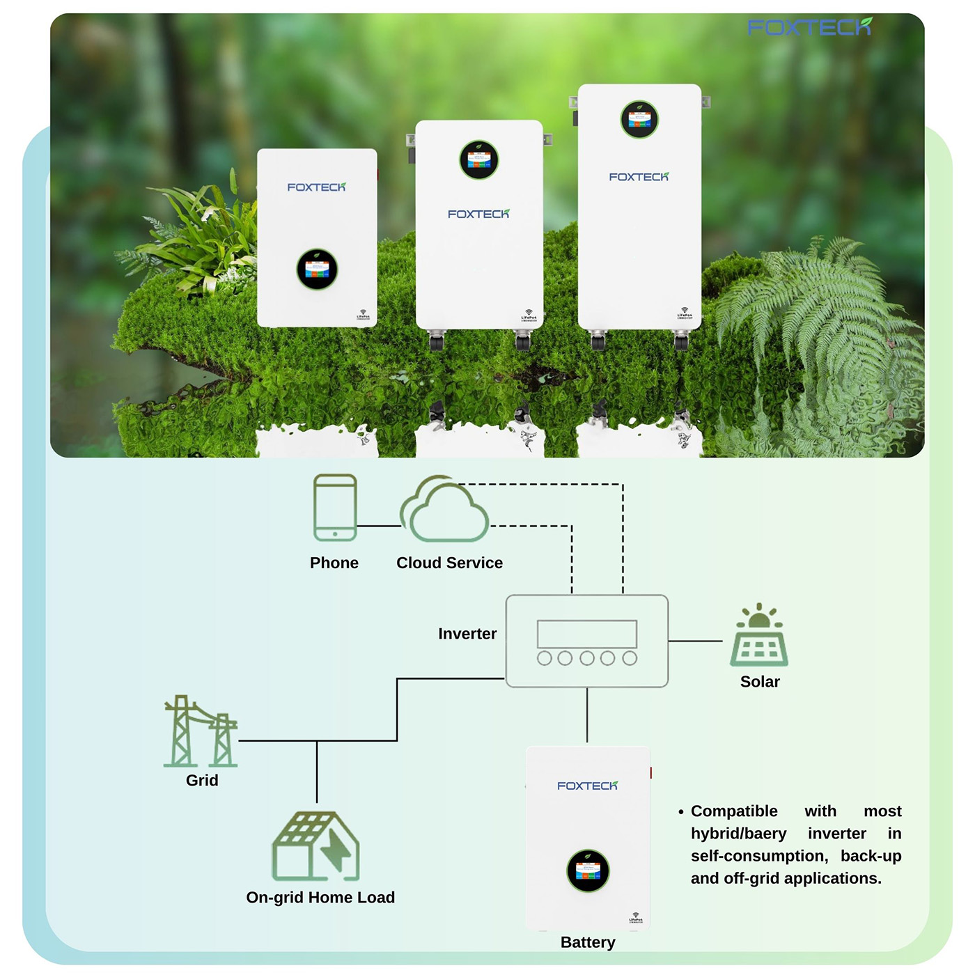Foxtech Solar 25.6V 51.2V 100Ah 200Ah 314 Ah Lifepo4 Battery Home Powerwall Solar Lithium Battery For Solar Home System 9