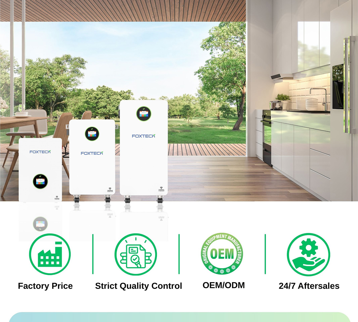 Foxtech Solar 25.6V 51.2V 100Ah 200Ah 314 Ah Lifepo4 Battery Home Powerwall Solar Lithium Battery For Solar Home System 4