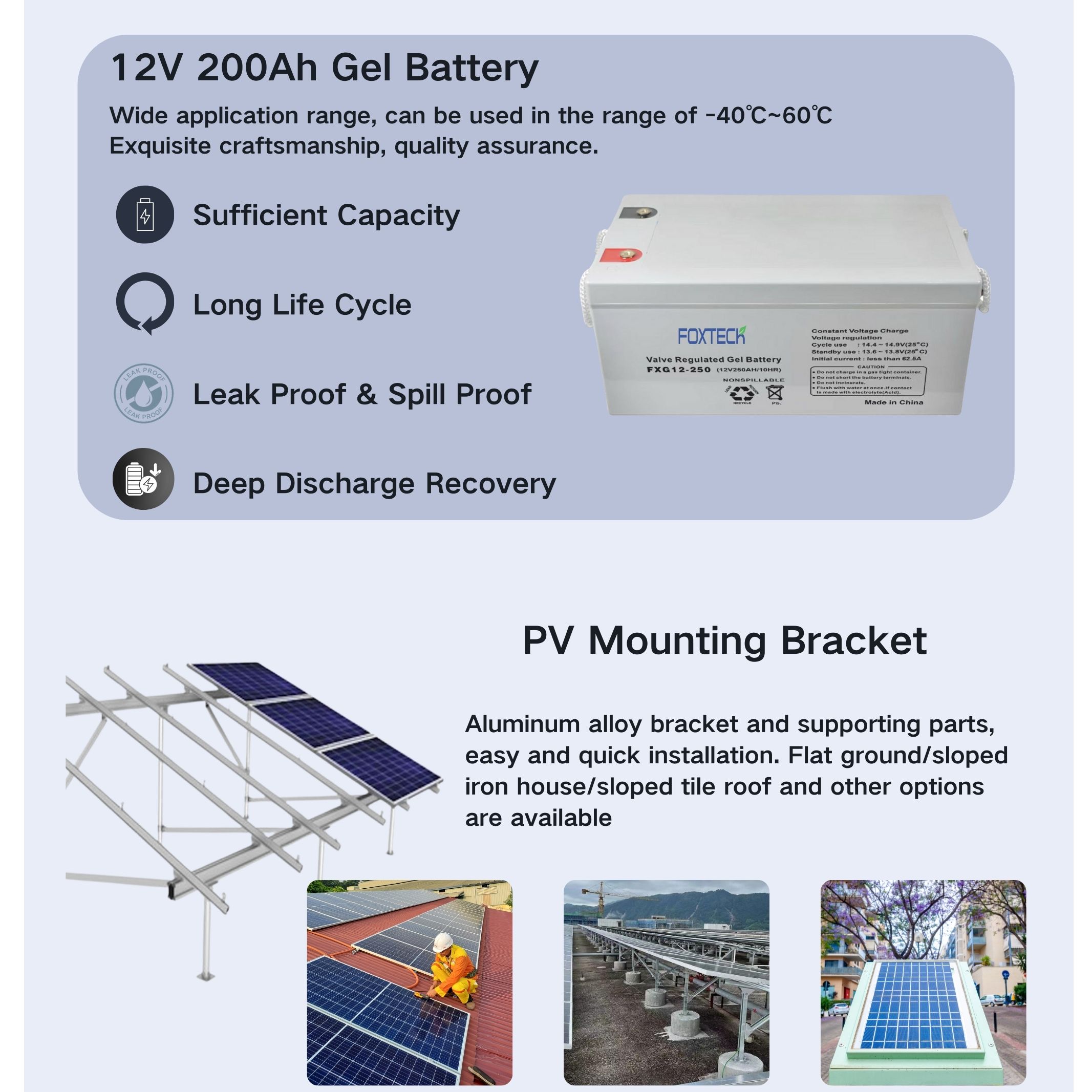 Foxtech 3kw Off Grid Solar System One-Stop Solution Energy Supply PV System for Home 11