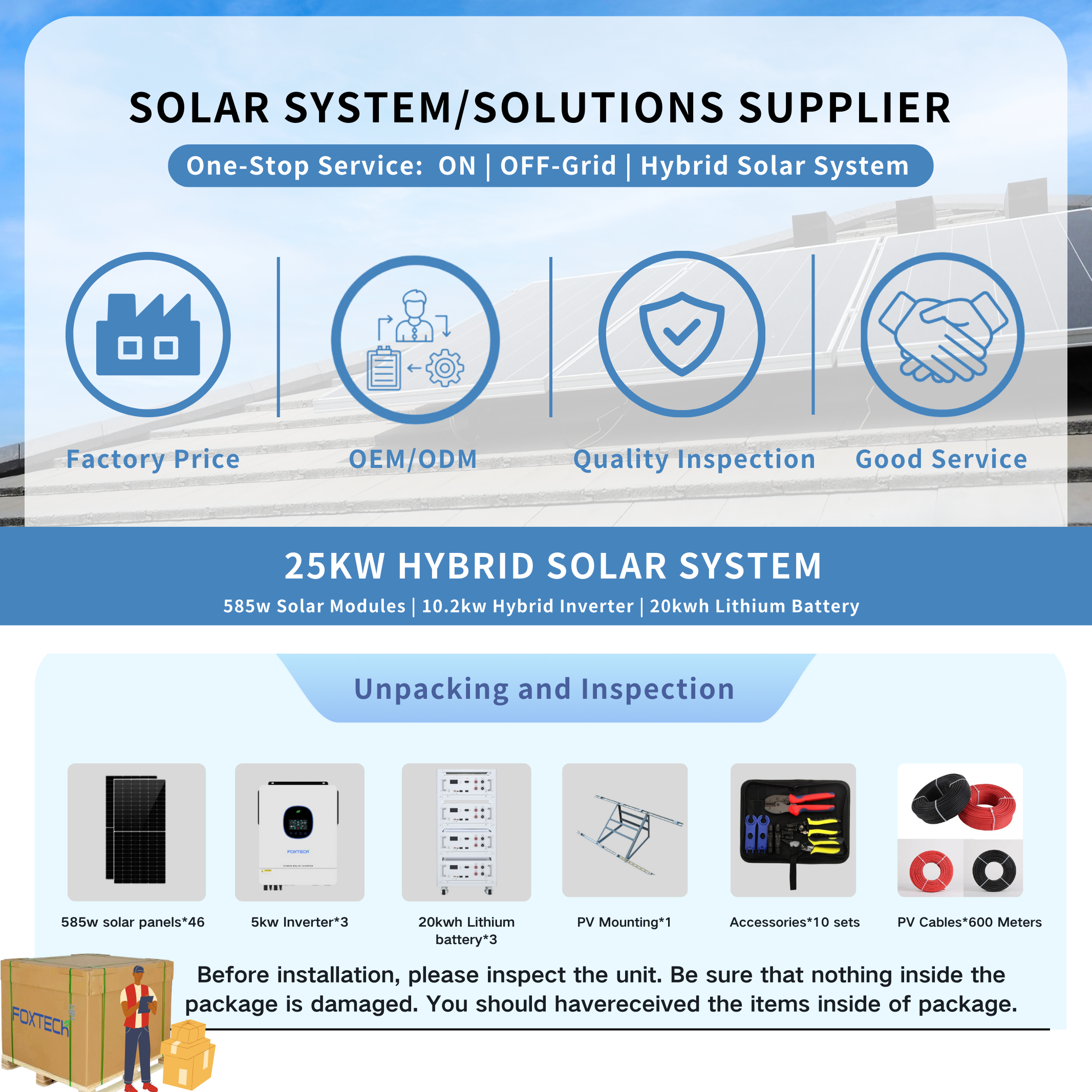 Foxtech 25kw Hybrid System Kit Energy Supply Design and Application Free Energy Solution for Home 7