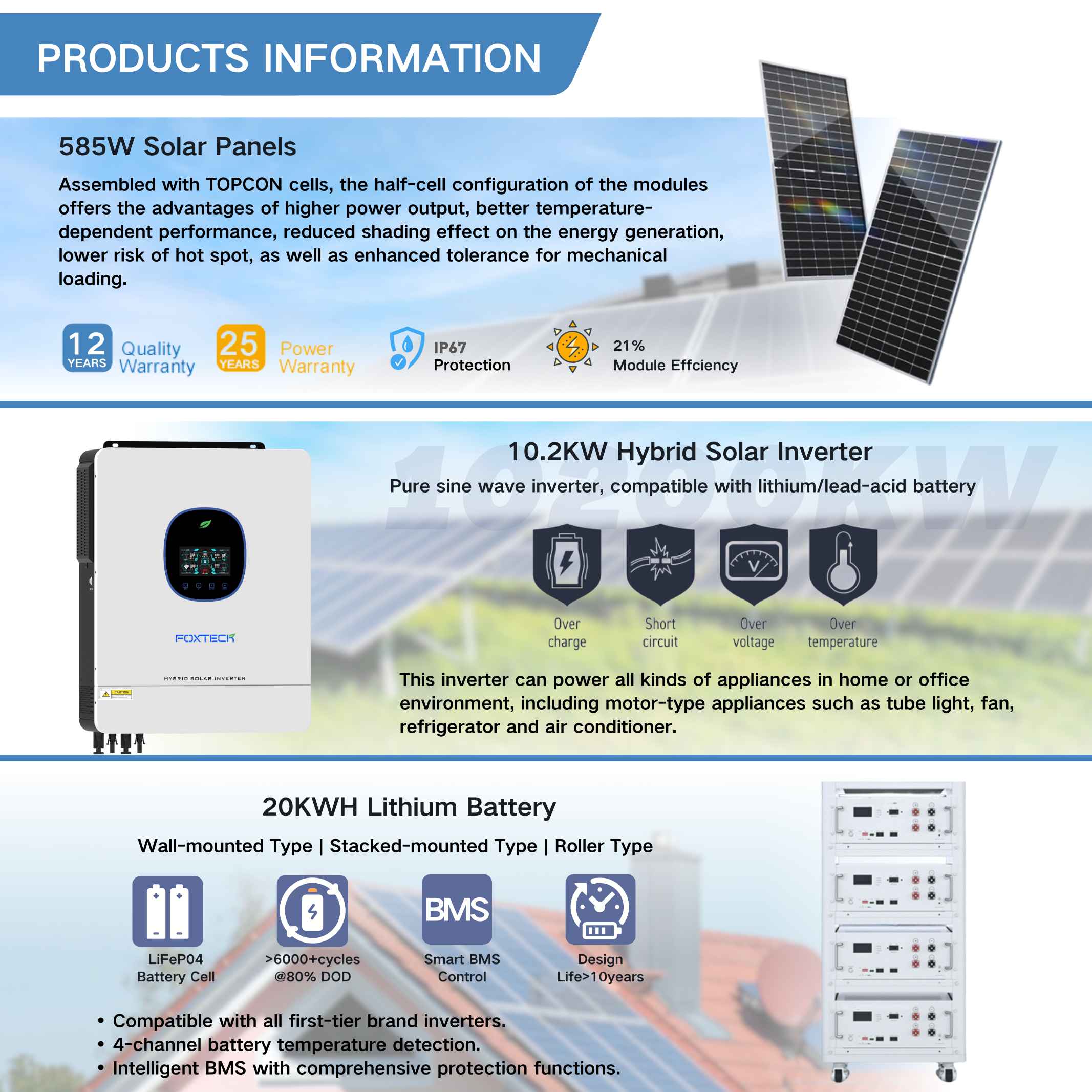 Foxtech 25kw Hybrid System Kit Energy Supply Design and Application Free Energy Solution for Home 10