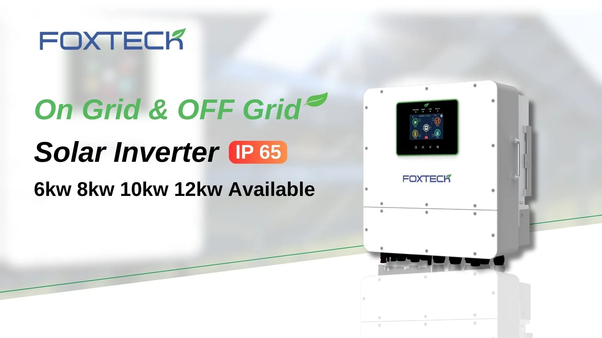 Foxtech On Grid Off Grid Single Phase Solar Inverter IP65 Built-in Wifi 2 MPPT Tracking Max. 9 Units Parallel- 6/8/10/12 1