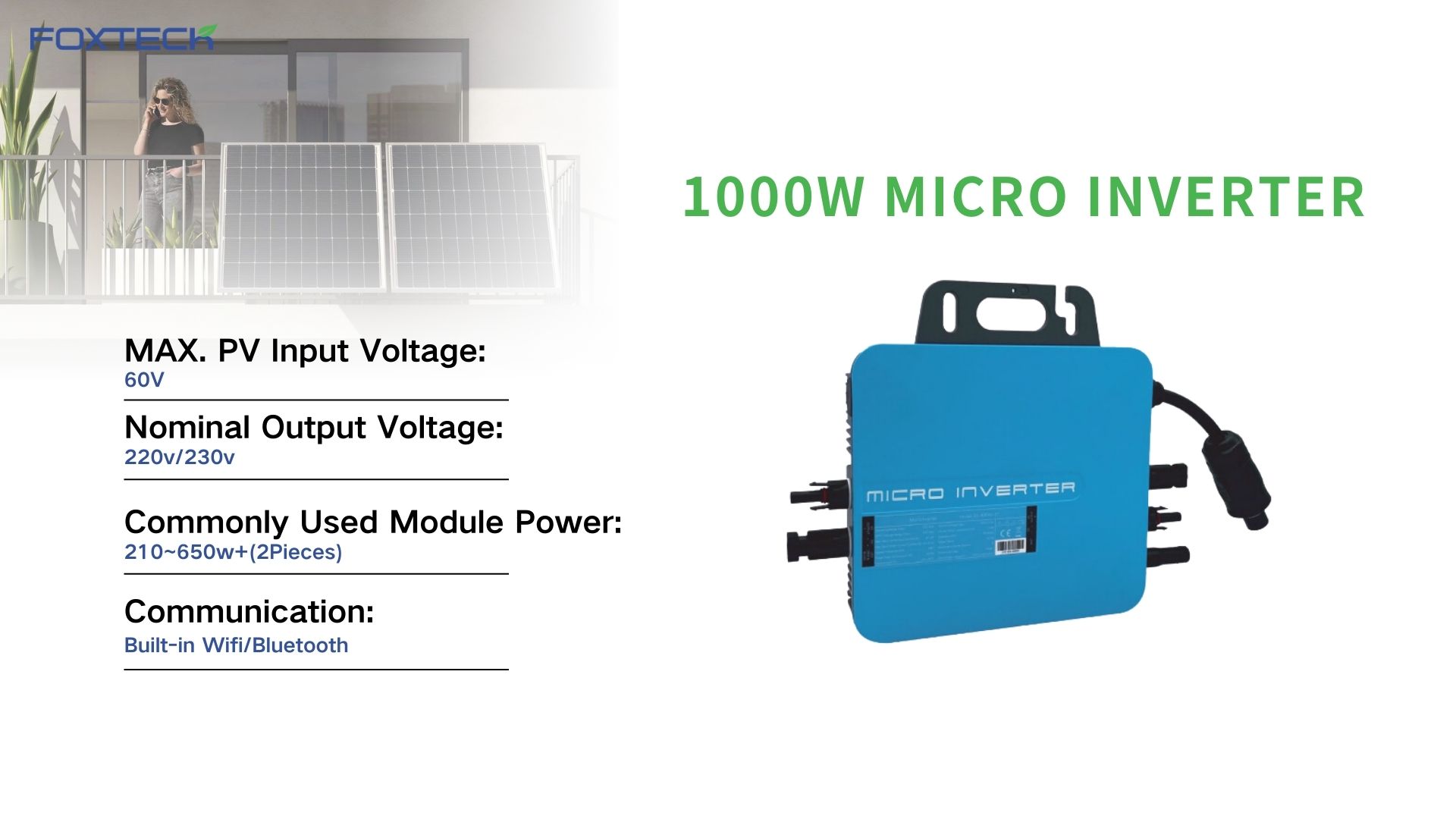 Tagagawa ng Foxtech Balcony System Micro Inverter Flexible Solar Panel Mula sa Tsina 4