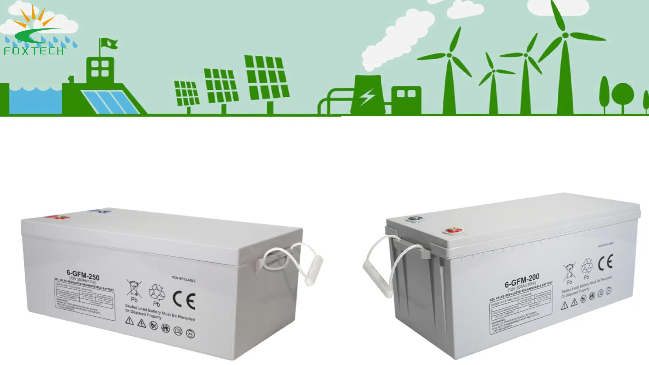 Batería de plomo-ácido de gel de ciclo profundo Foxtech para vehículos solares y eléctricos 1