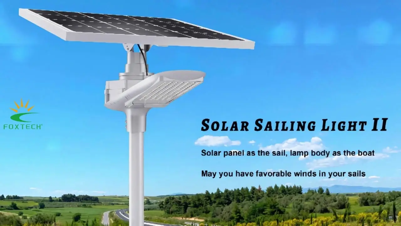 مصباح شارع خارجي يعمل بالطاقة الشمسية بتقنية LED، مقاوم للماء، من فوكستك، بقدرة 40-60 واط 1