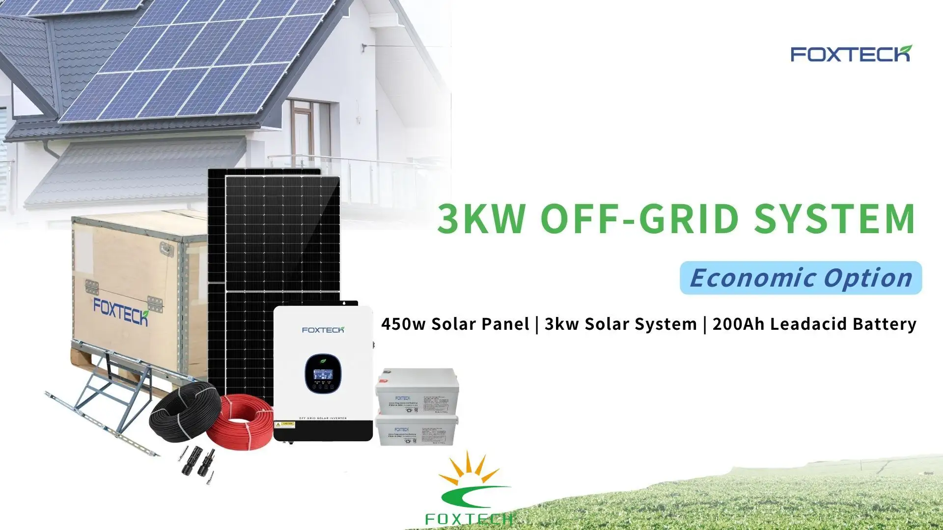 نظام طاقة شمسية مستقل عن الشبكة بقدرة 3 كيلوواط مع ألواح بقدرة 450 واط وبطارية بسعة 200 أمبير/ساعة - طاقة موثوقة 1