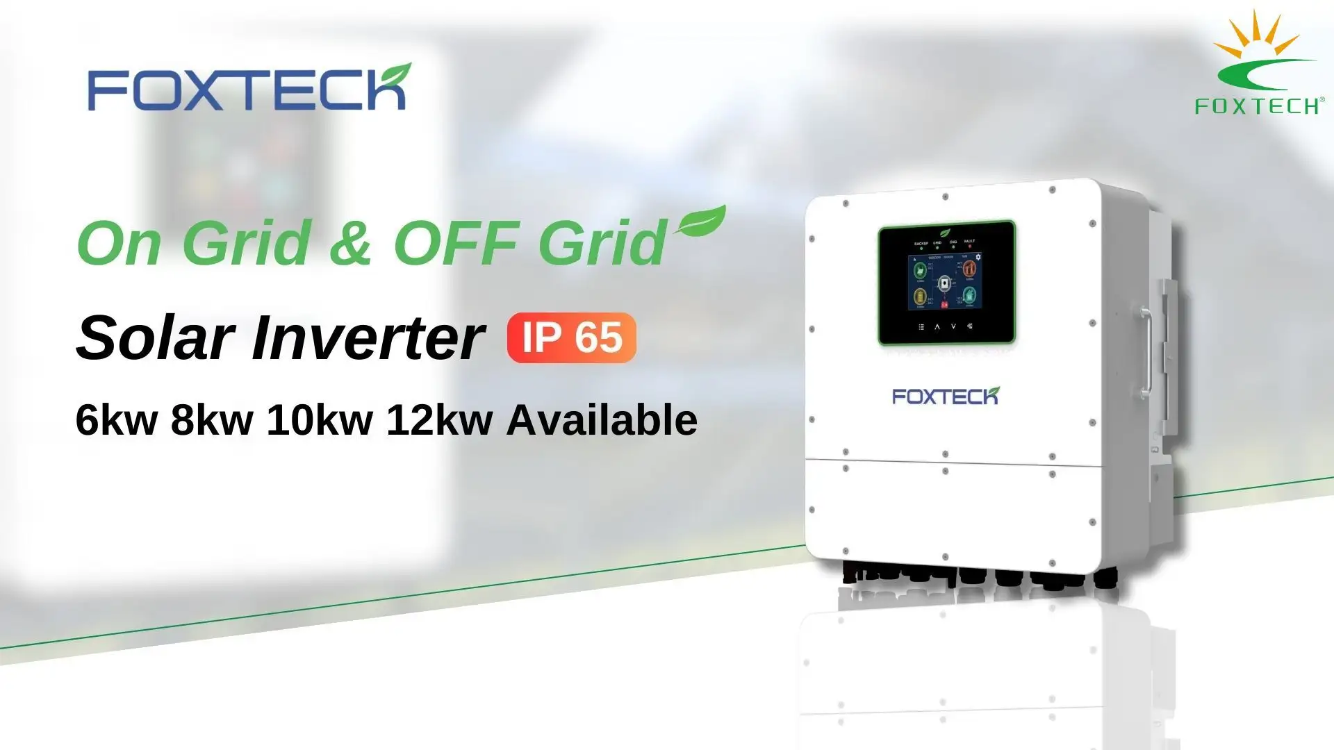 Inversor solar industrial FOXTECH de 6 a 12 kW com Wi-Fi e proteção IP65. 1