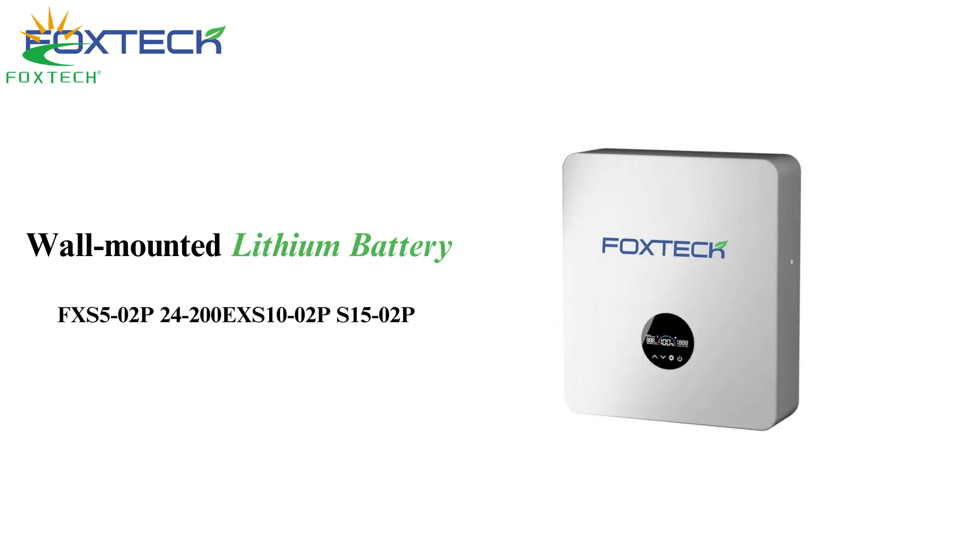 Bateria de íon-lítio Foxtech de 15 kWh para montagem na parede – Longa vida útil e baixa manutenção 1