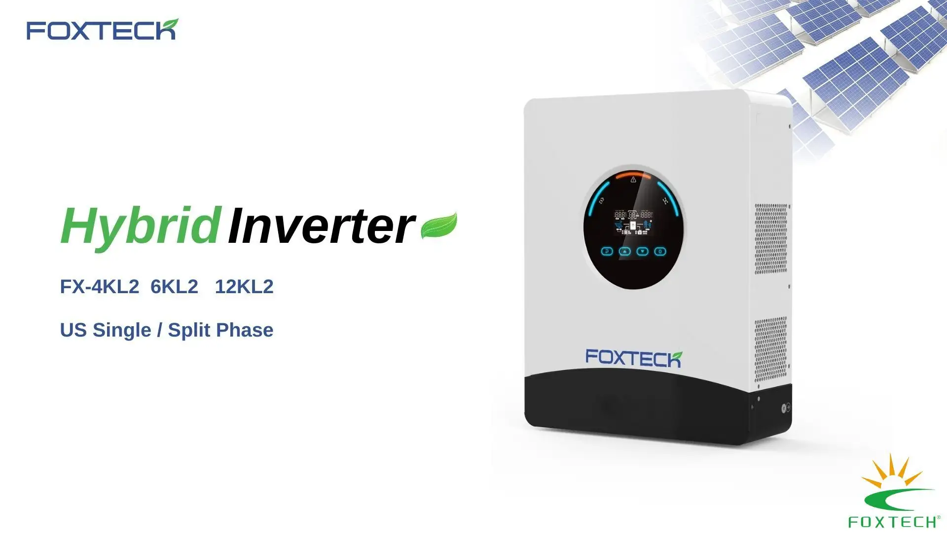 Foxtech Off-grid Solar Inverter Pure Sine Wave 12kW US Single/Split Phase - Built-in MPPT & BMS 1