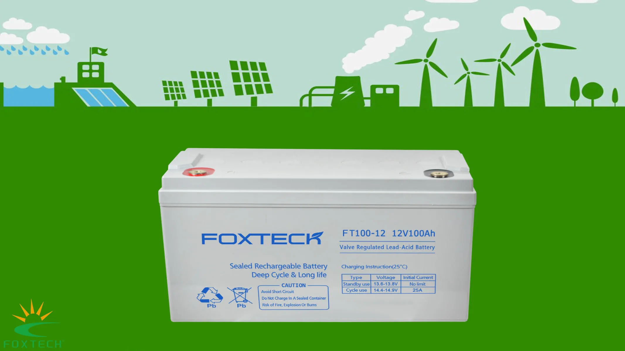 Foxtech Solar Gel Battery: Reliable Performance, Long Service Life 1