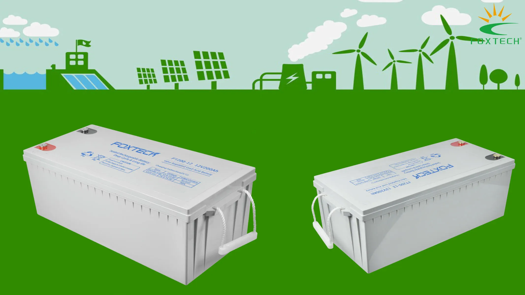 Foxtech Solar Deep Cycle Gel Battery for Home Appliances and Solar Energy Storage 1