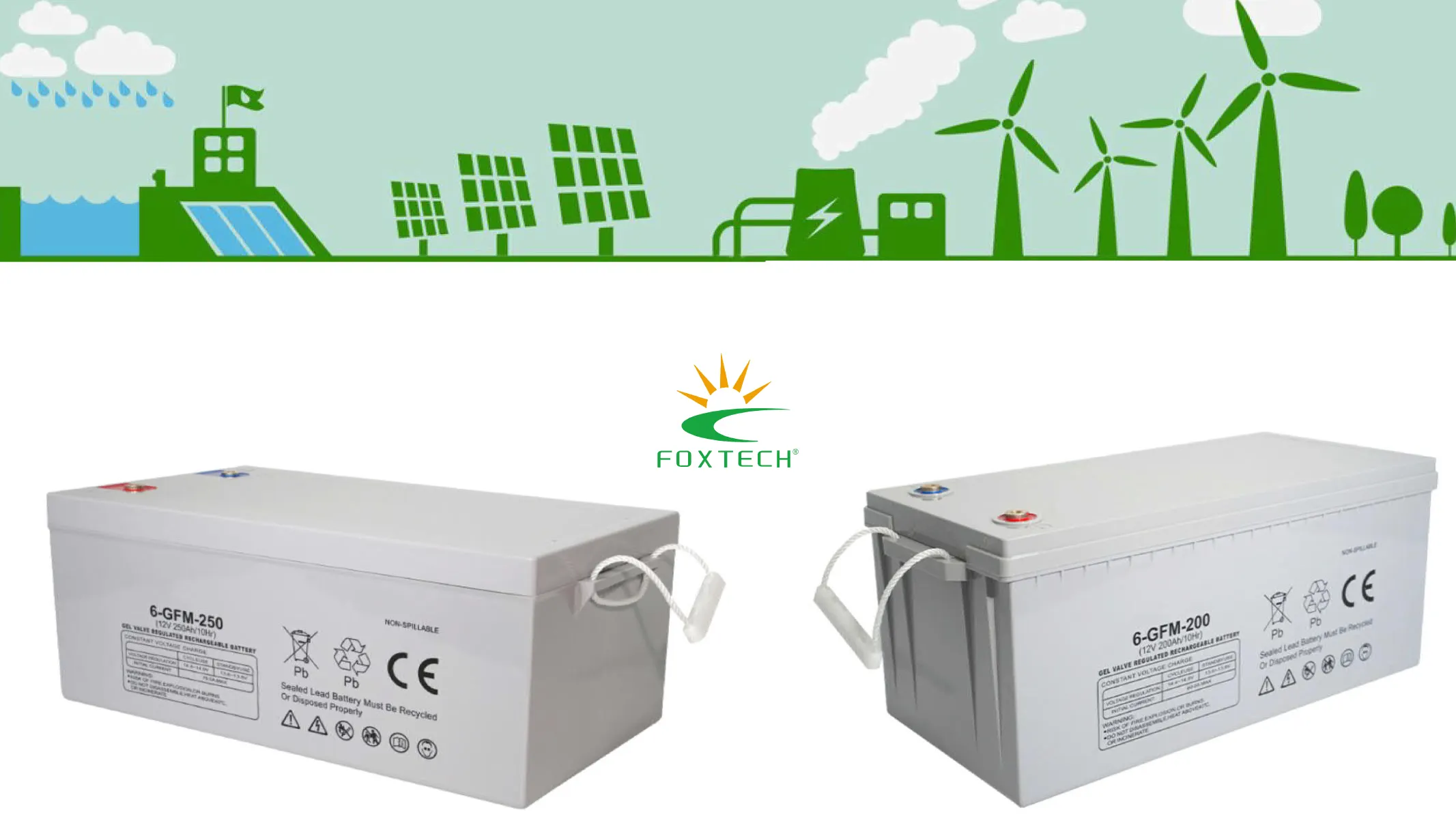 Foxtech Solar Deep Cycle Gel Battery - Lead Acid Battery Factory 1